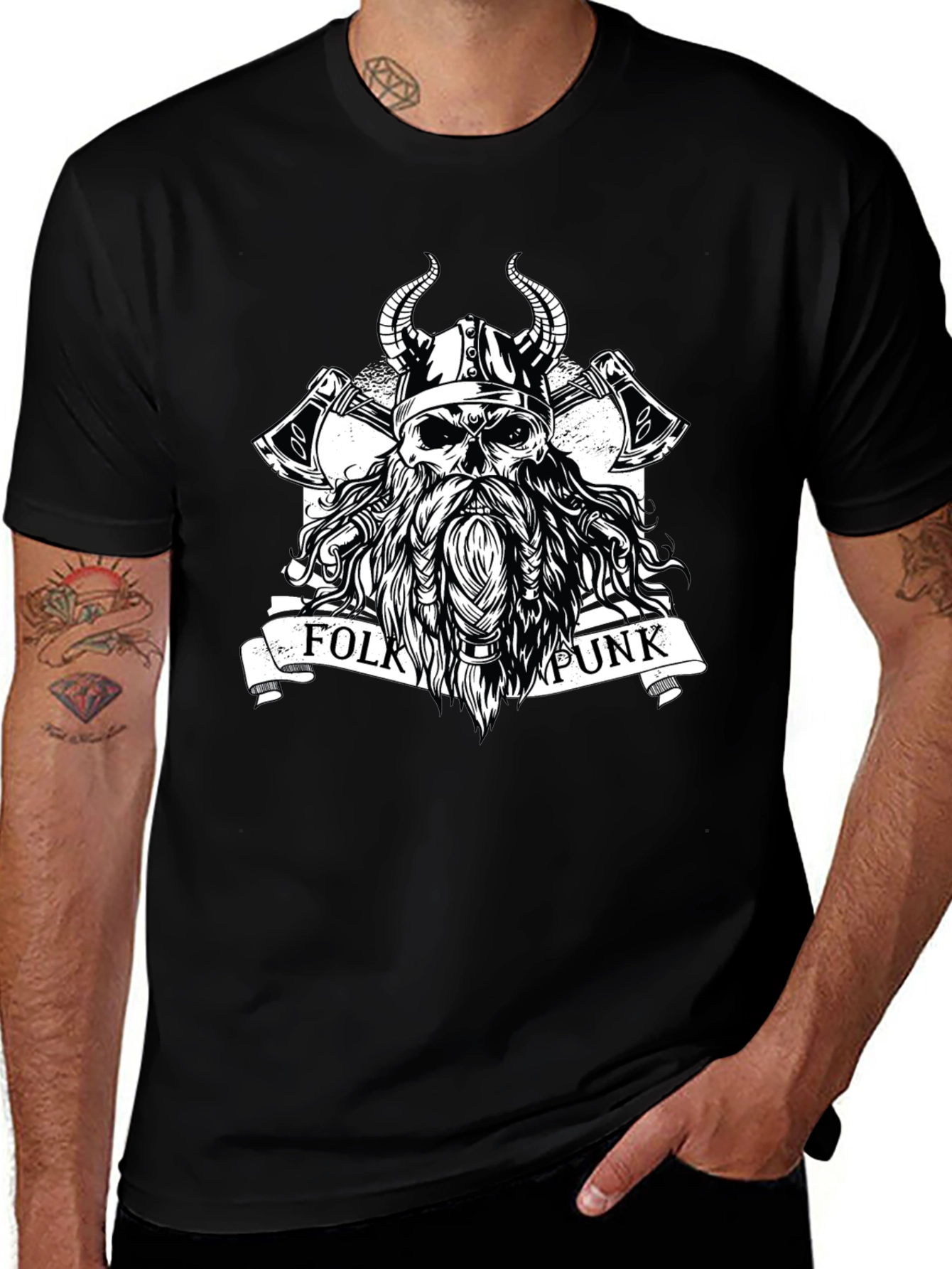 Folk Punk Viking Skull T-Shirt