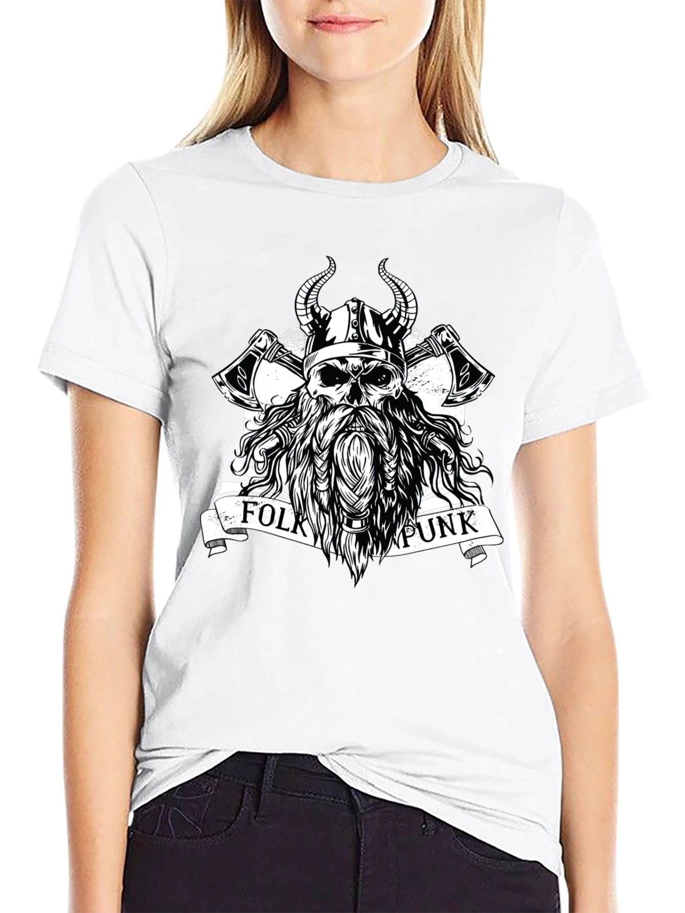 Folk Punk Viking Skull T-Shirt