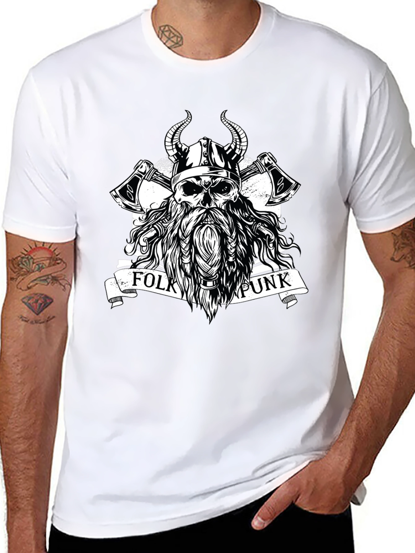 Folk Punk Viking Skull T-Shirt