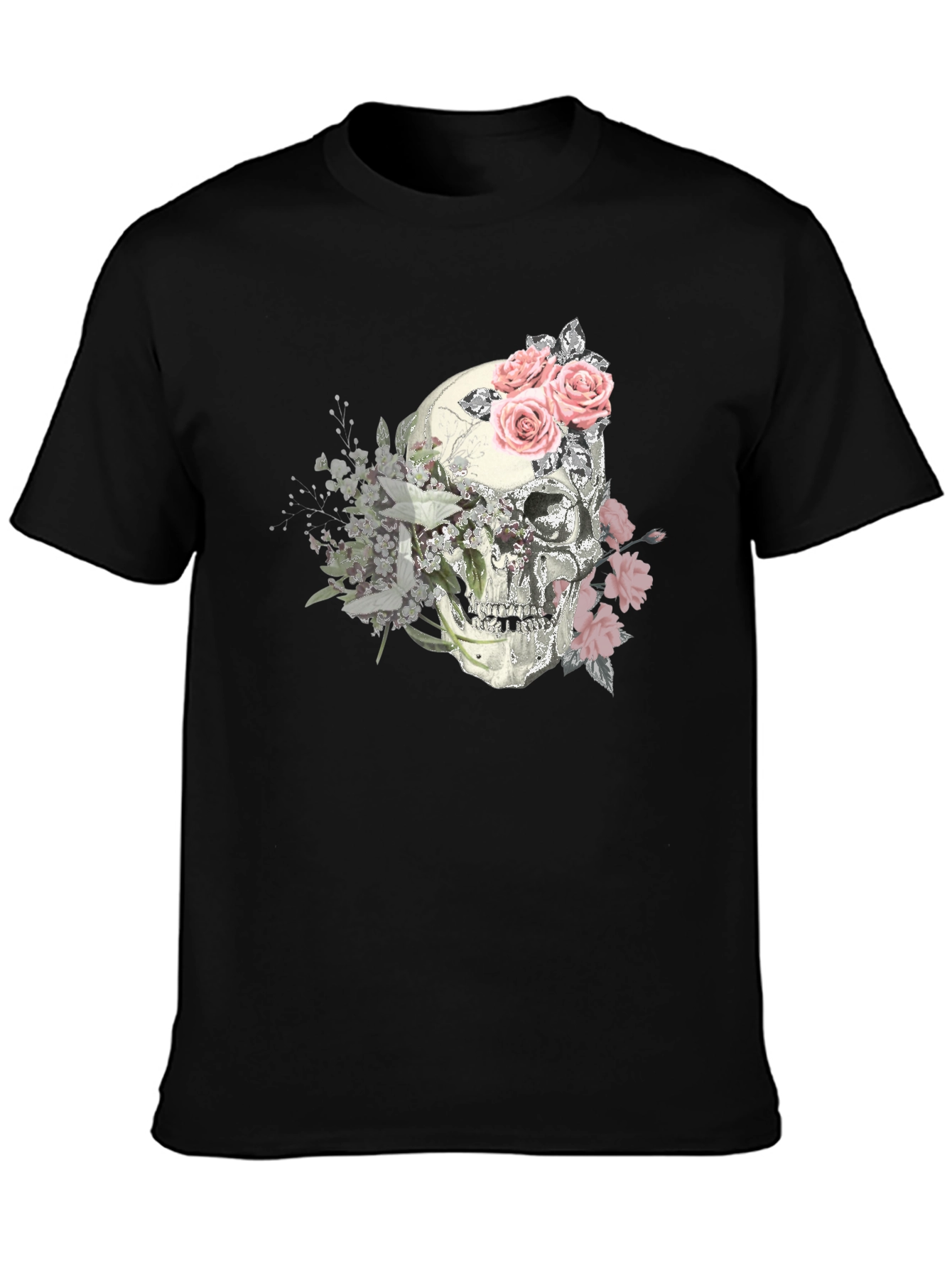 Floral Skull Graphic Tee - Stylish Mens T-Shirt