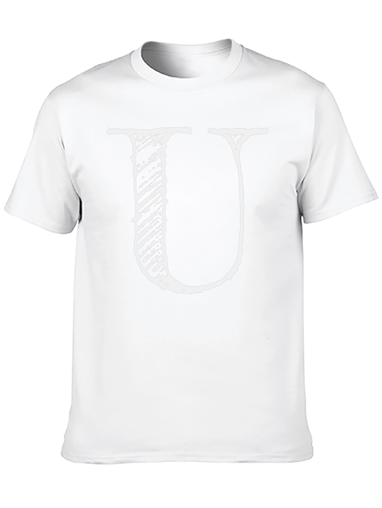 Distressed Letter U Graphic Tee - Black Cotton