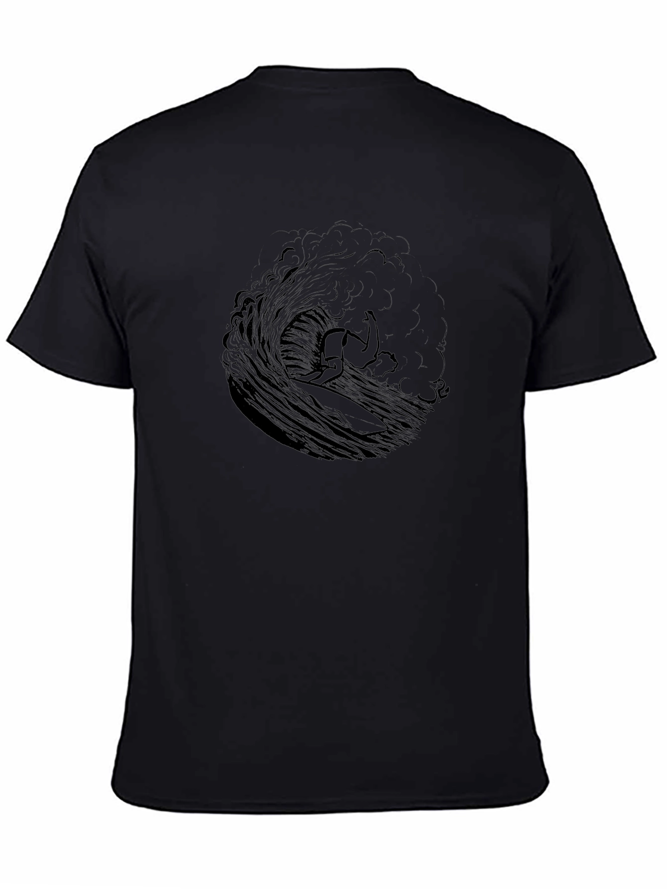 Surfing Wave Graphic Tee - Black