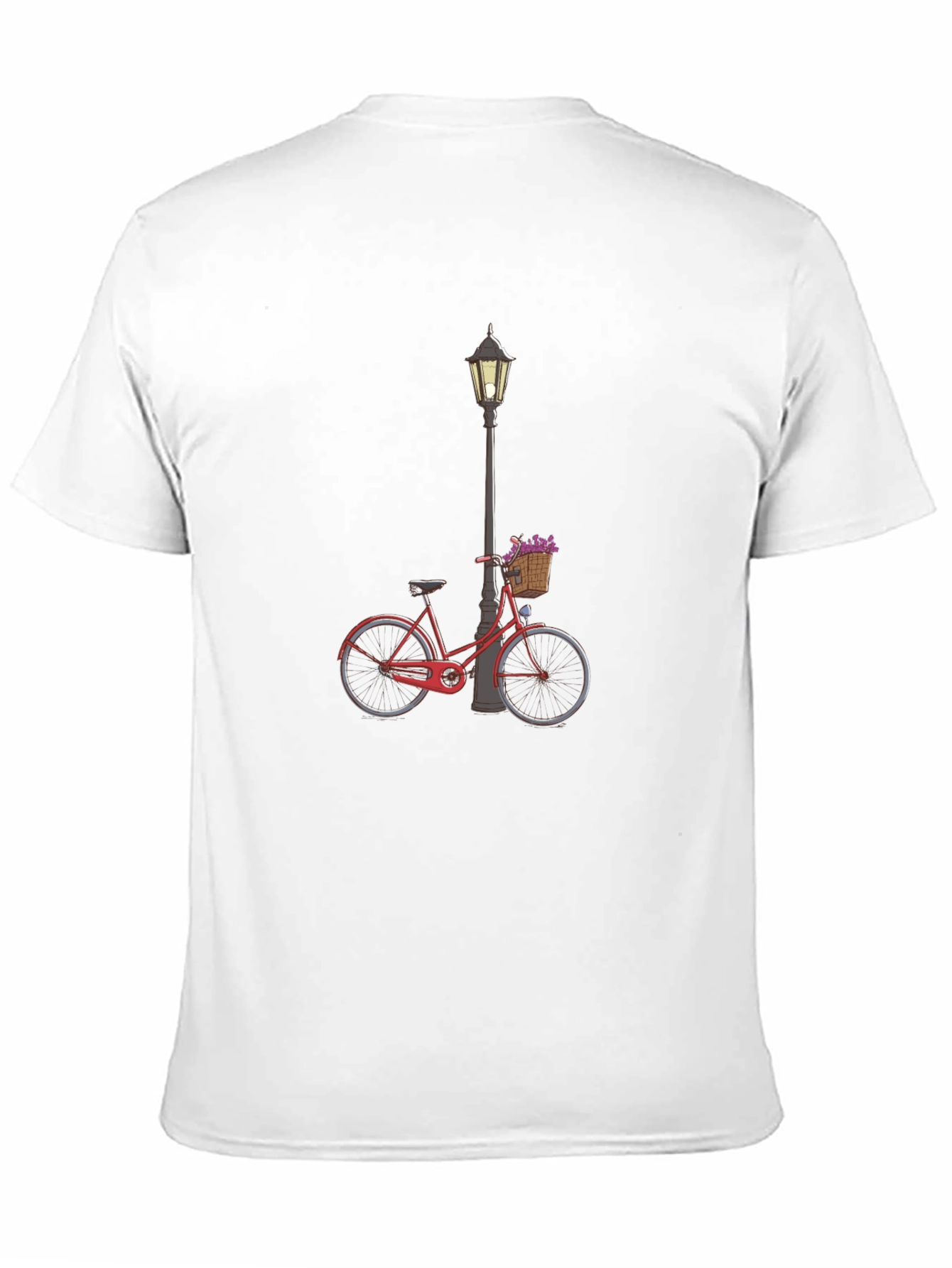 Stylish Black T-Shirt with Bicycle & Lamppost Design