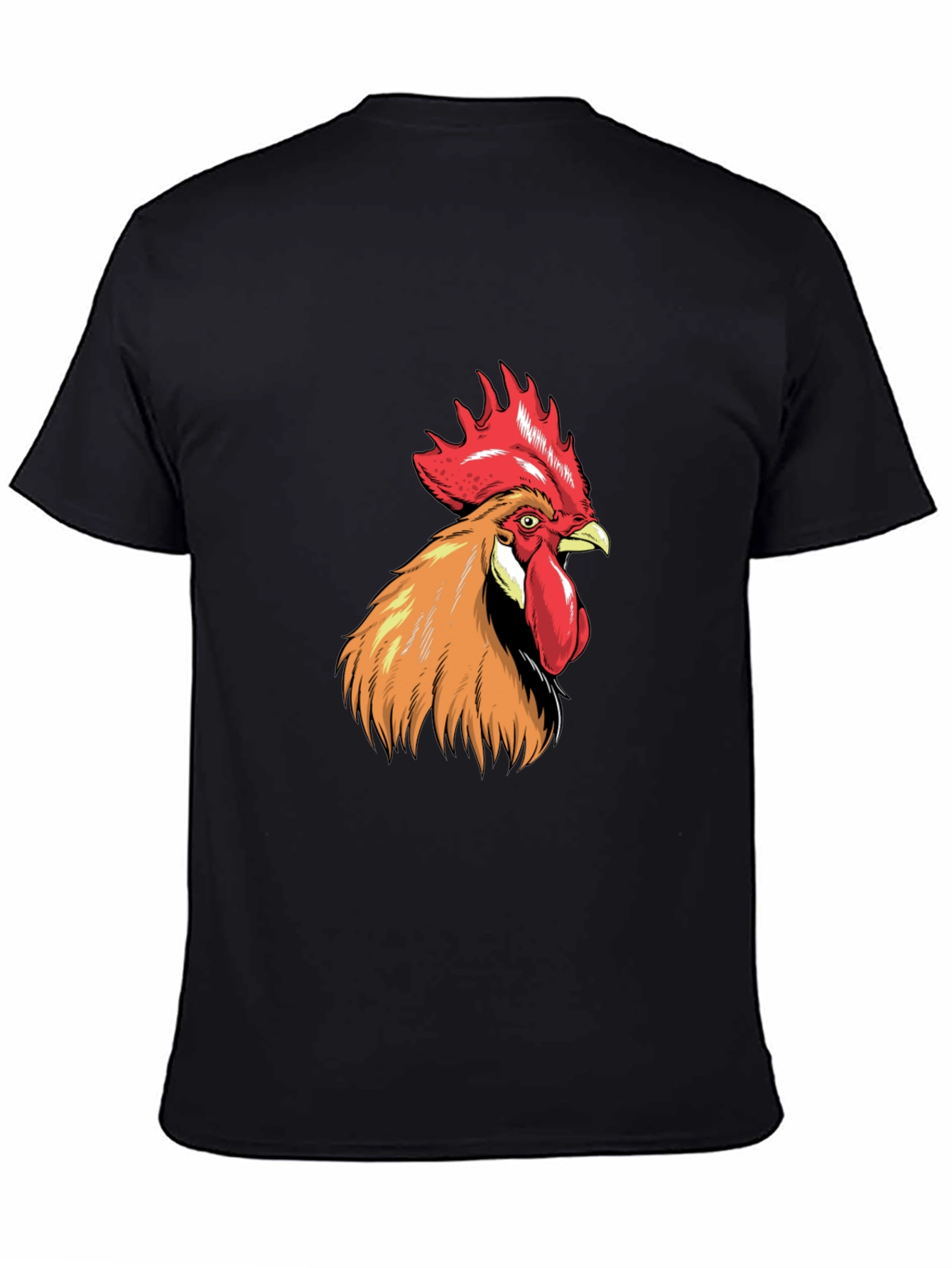 Rooster Graphic Tee - Bold Black Cotton T-Shirt