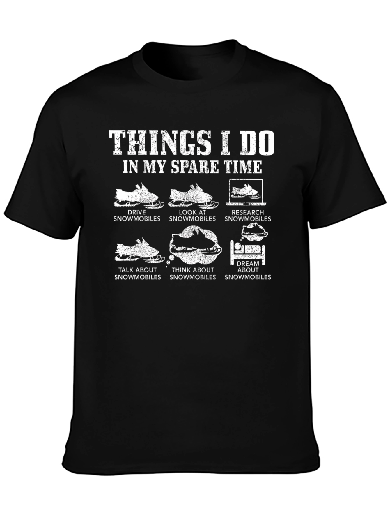 Snowmobile Spare Time T-Shirt - Black