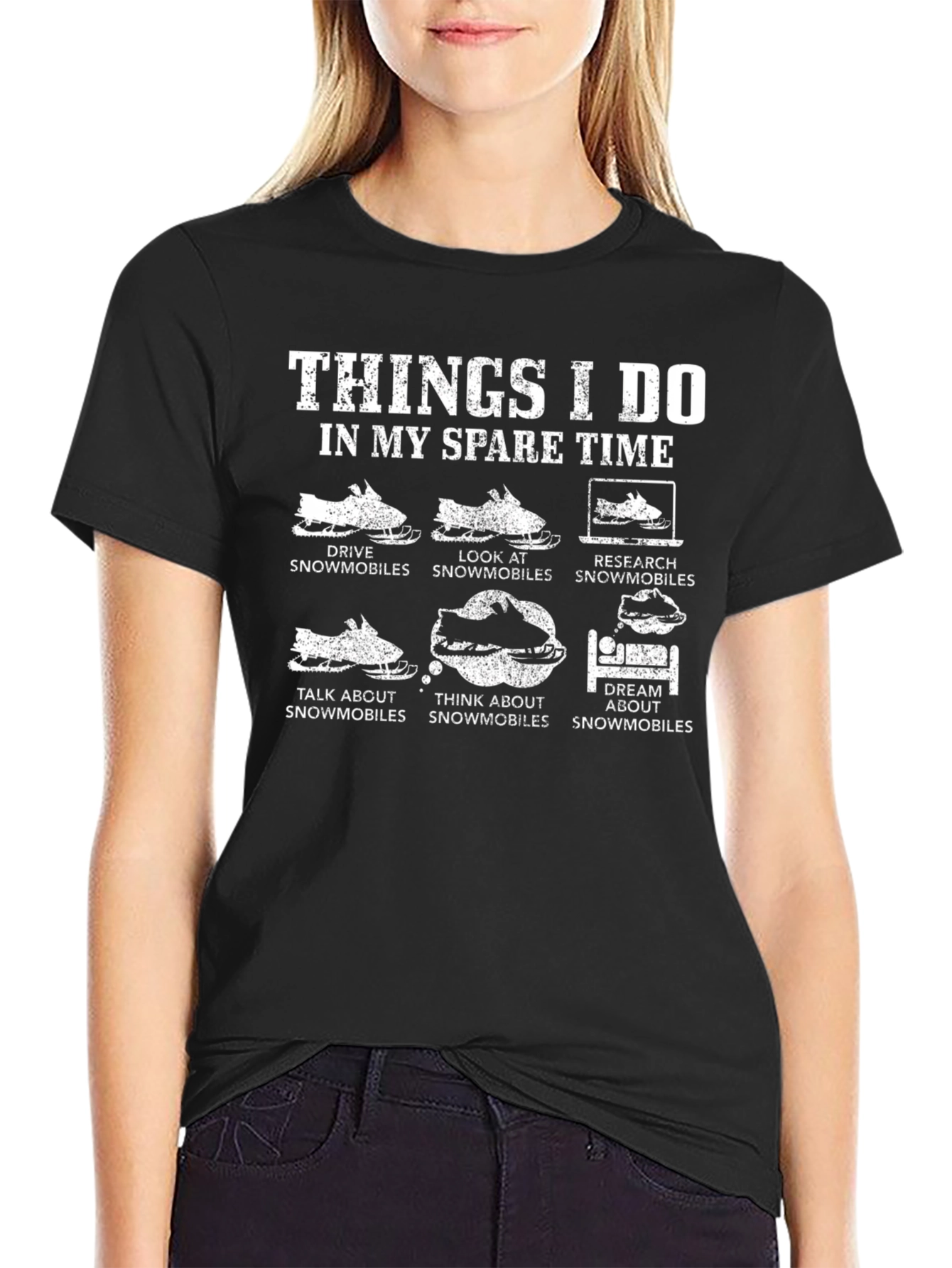 Snowmobile Spare Time T-Shirt - Black