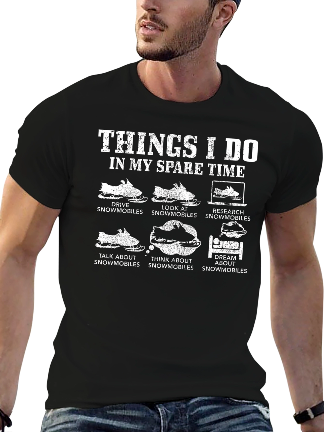 Snowmobile Spare Time T-Shirt - Black