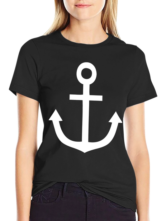 Nautical Anchor Graphic T-Shirt - Classic Black Cotton Tee