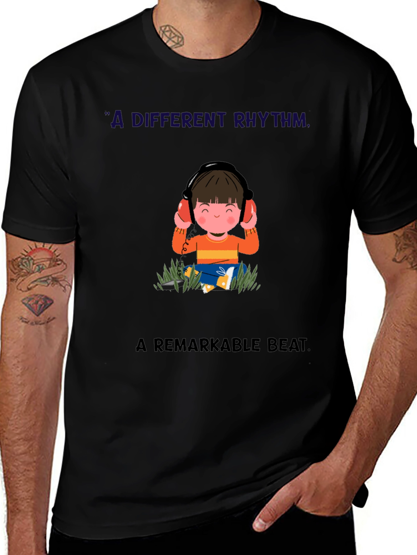 Boy with Headphones Graphic T-Shirt - Unique Design