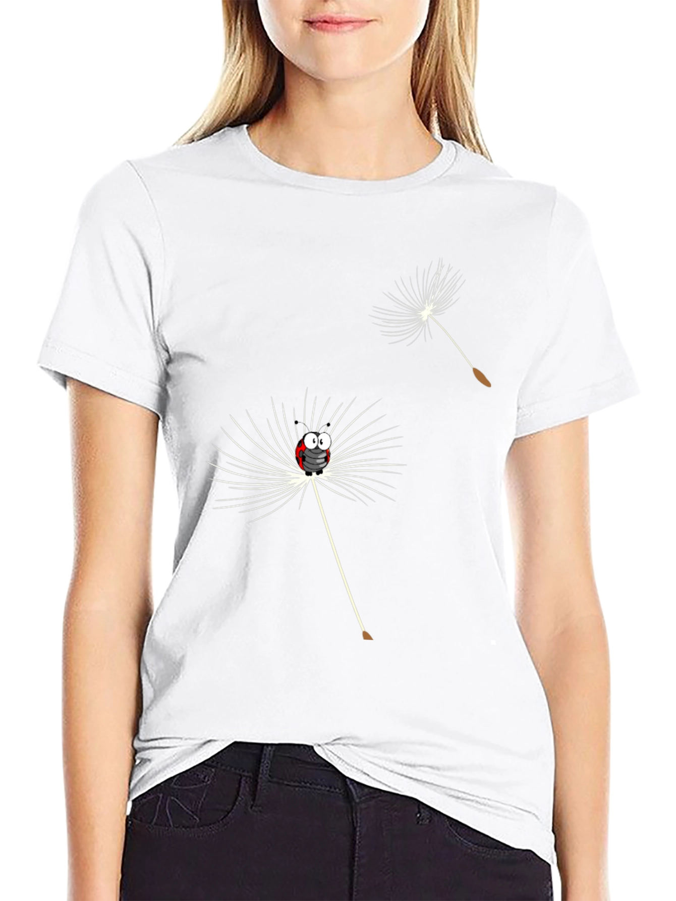 Dandelion Cartoon Graphic Black T-Shirt