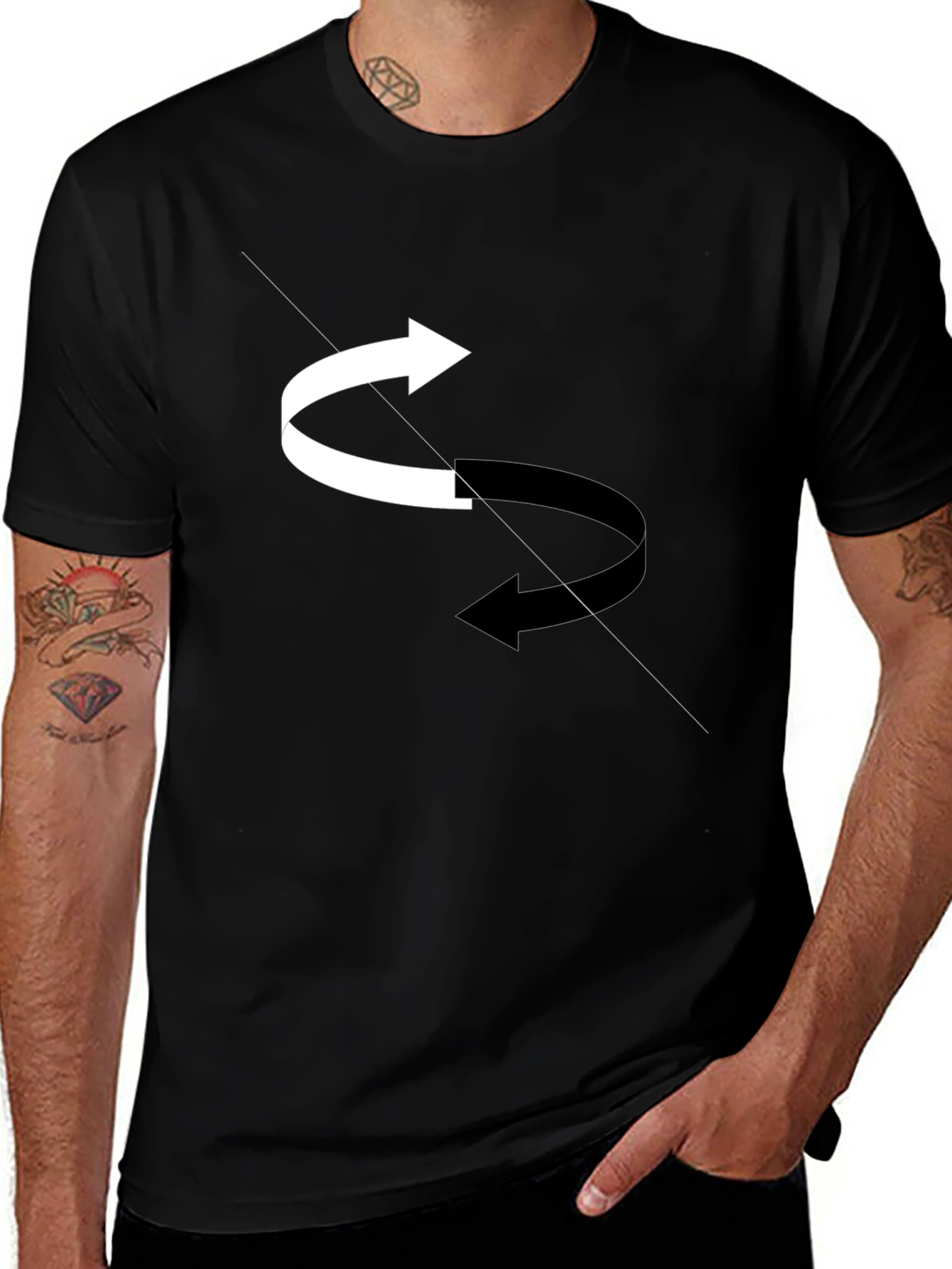 Rotating Arrows Graphic Tee - Black