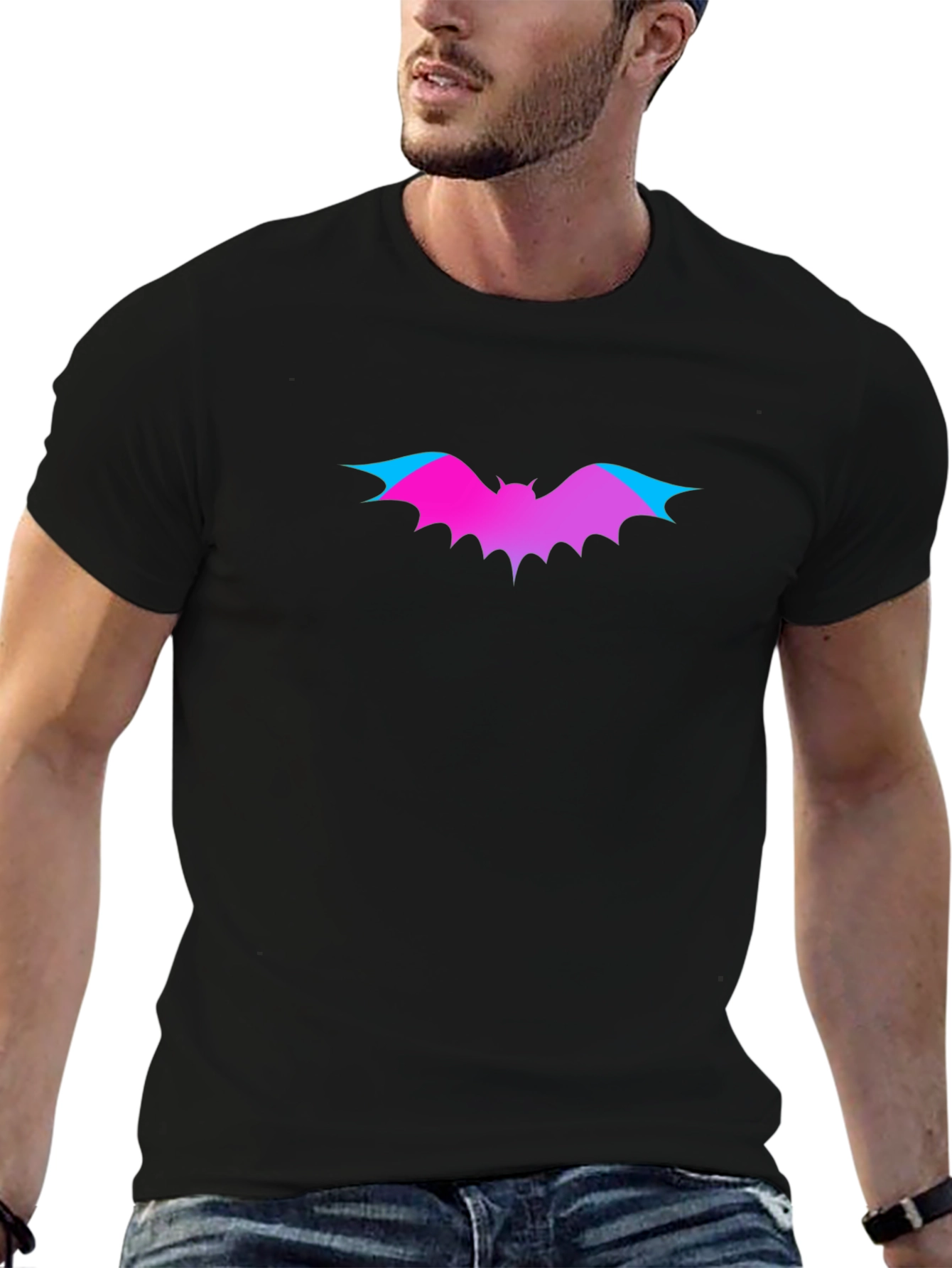 Gradient Bat Graphic Tee - Black T-Shirt