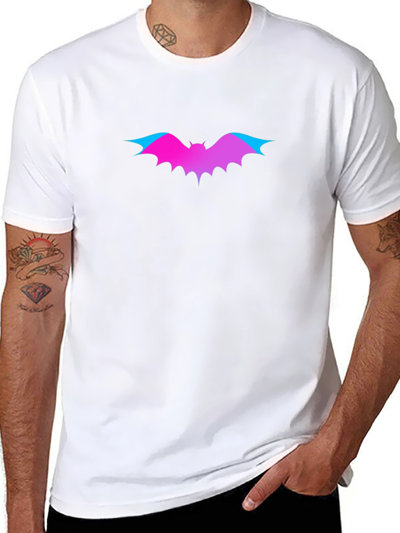 Gradient Bat Graphic Tee - Black T-Shirt