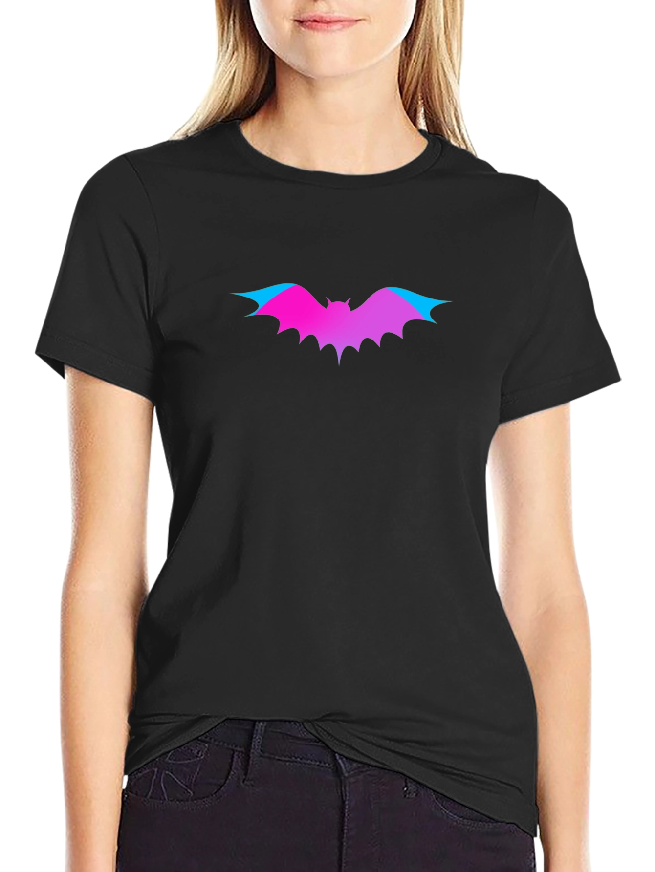 Gradient Bat Graphic Tee - Black T-Shirt