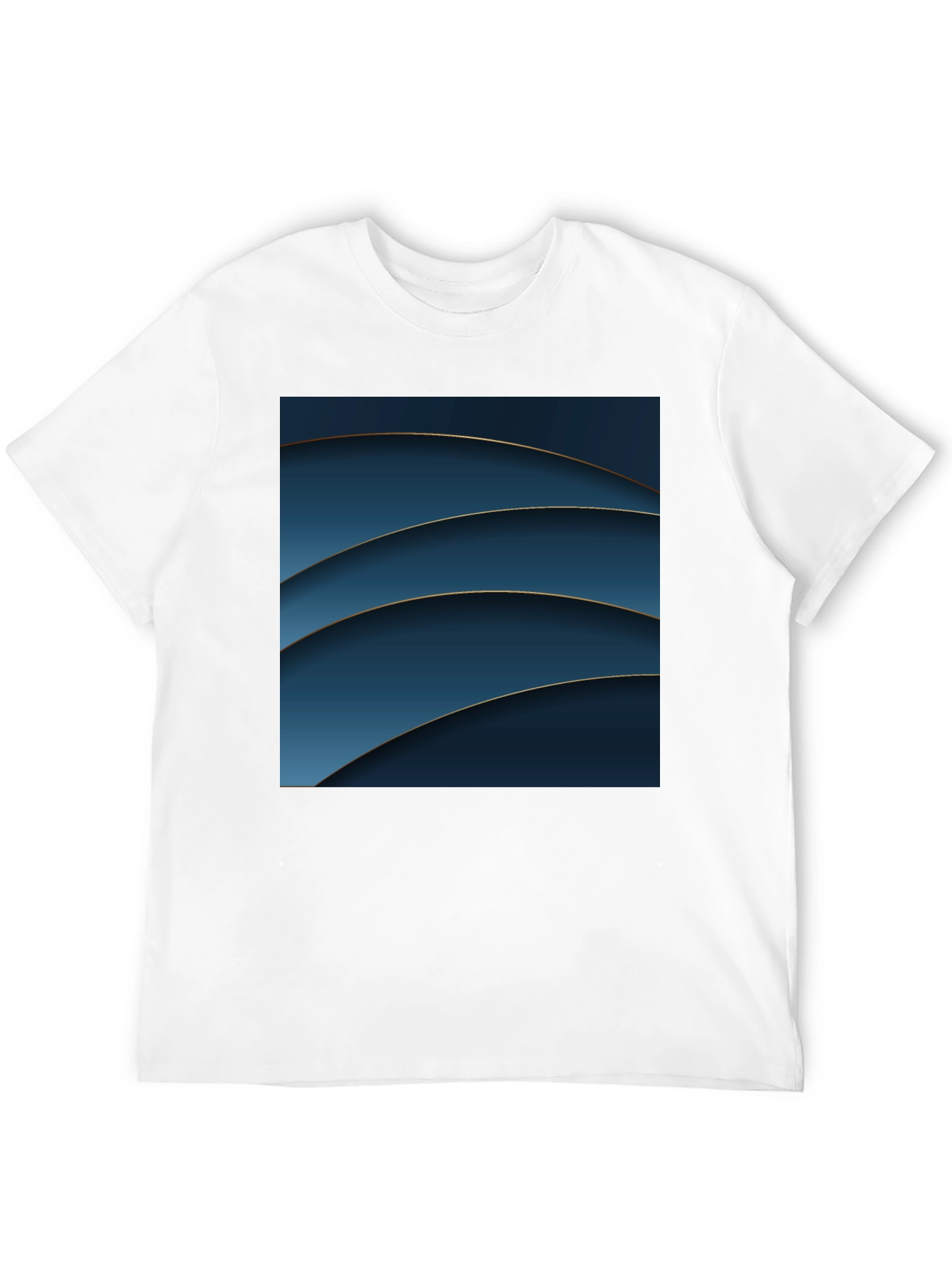 Abstract Blue Curves Graphic Black T-Shirt