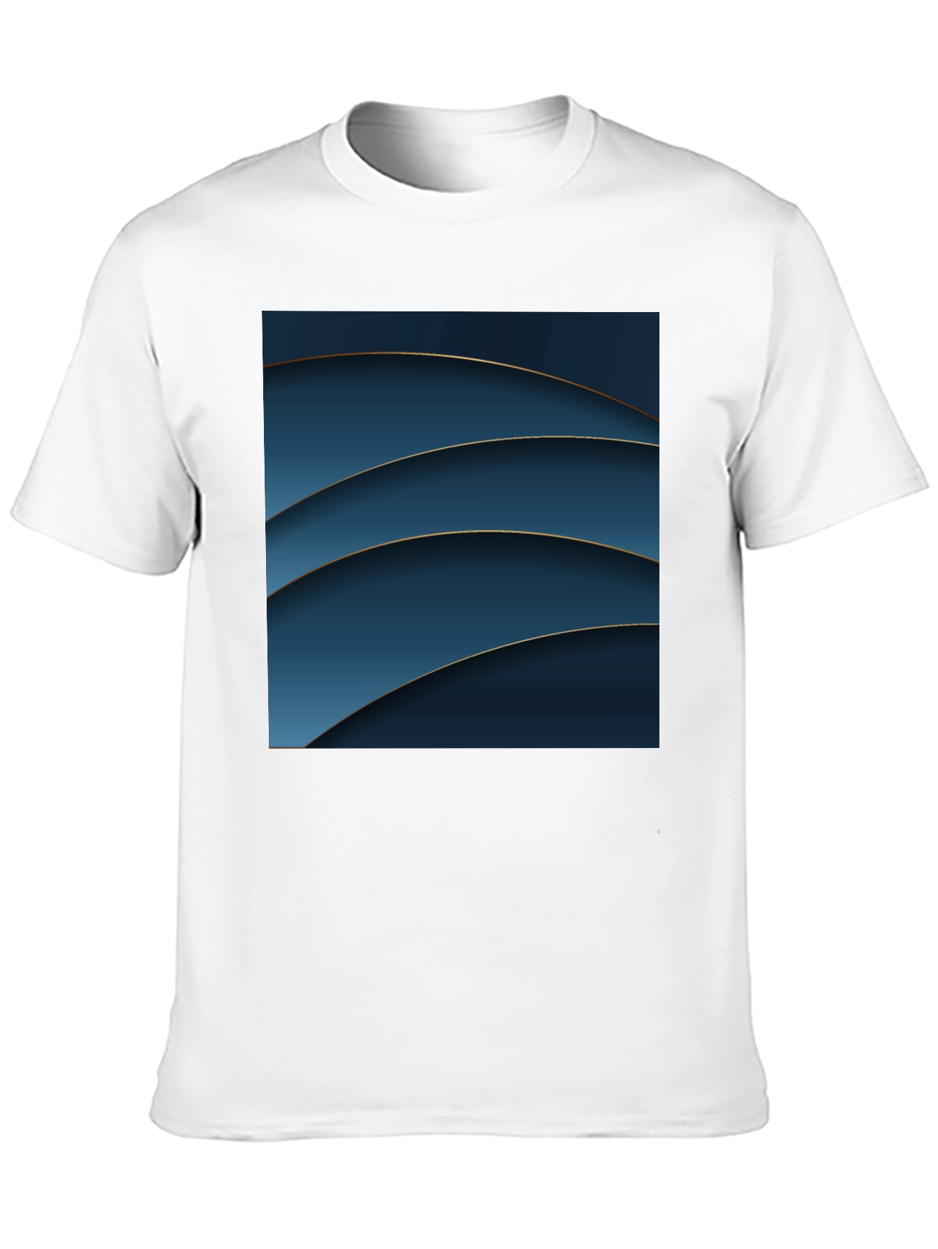 Abstract Blue Curves Graphic Black T-Shirt