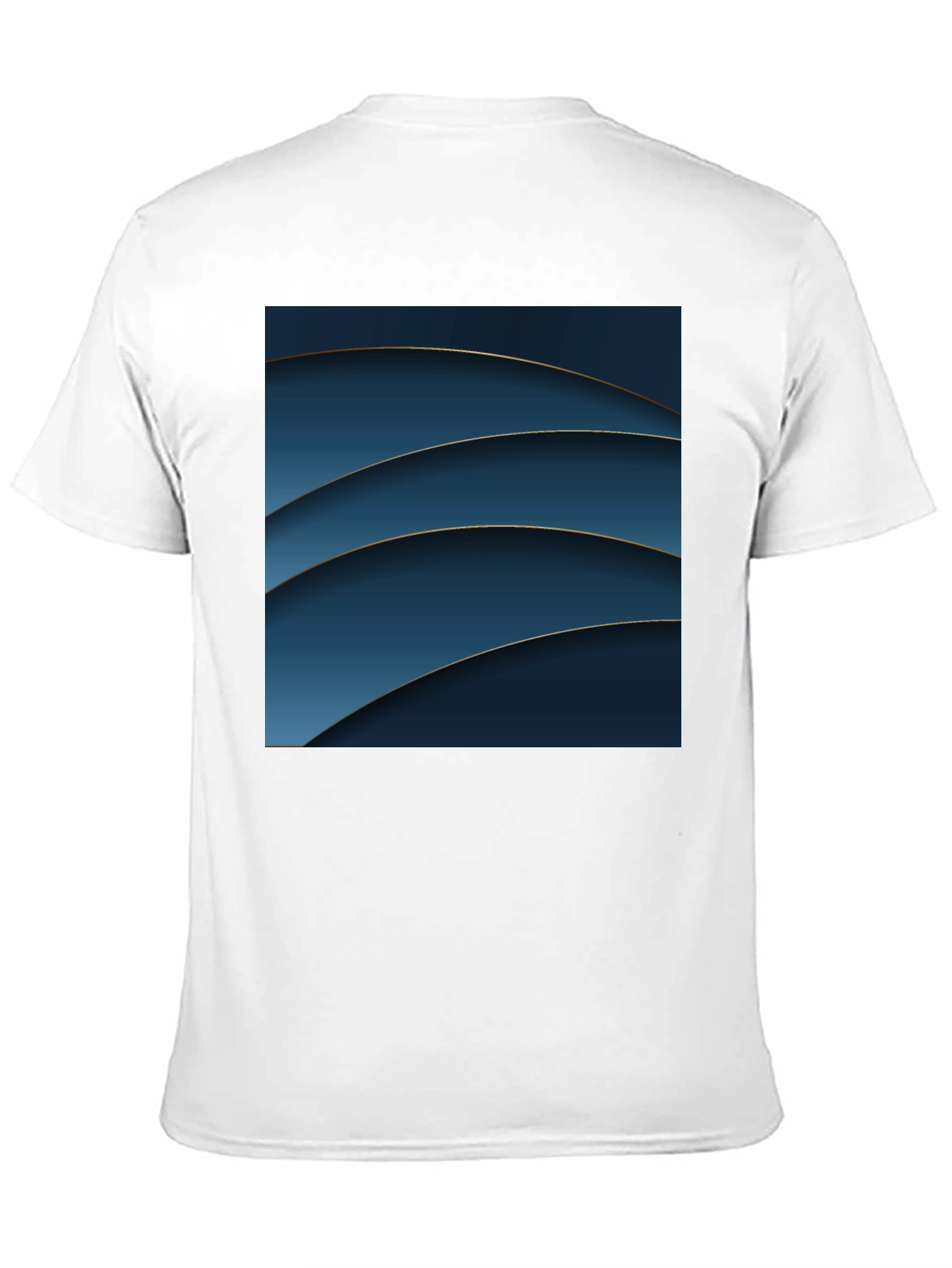 Abstract Blue Curves Graphic Black T-Shirt