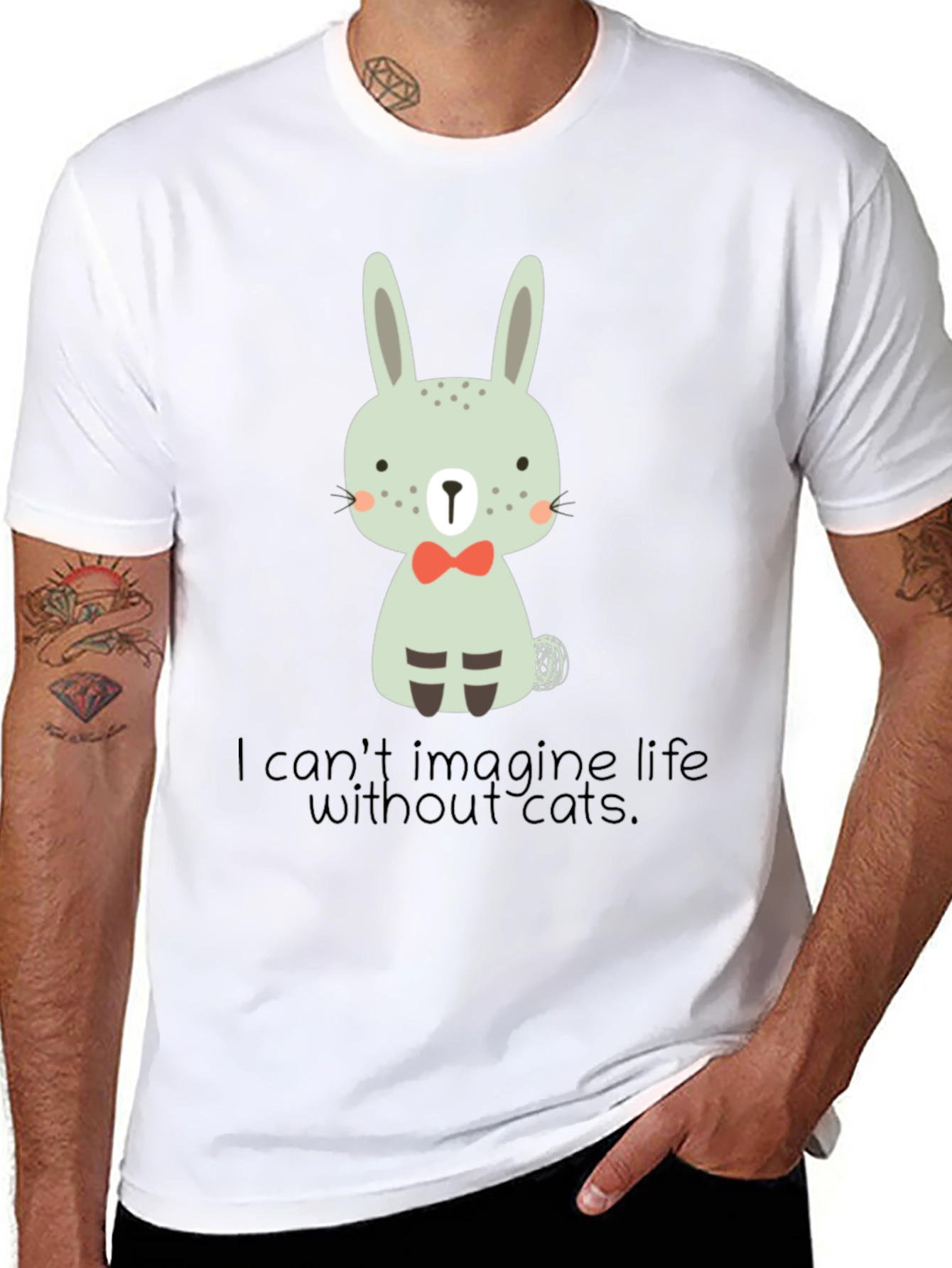 Cute Bunny Graphic Black T-Shirt