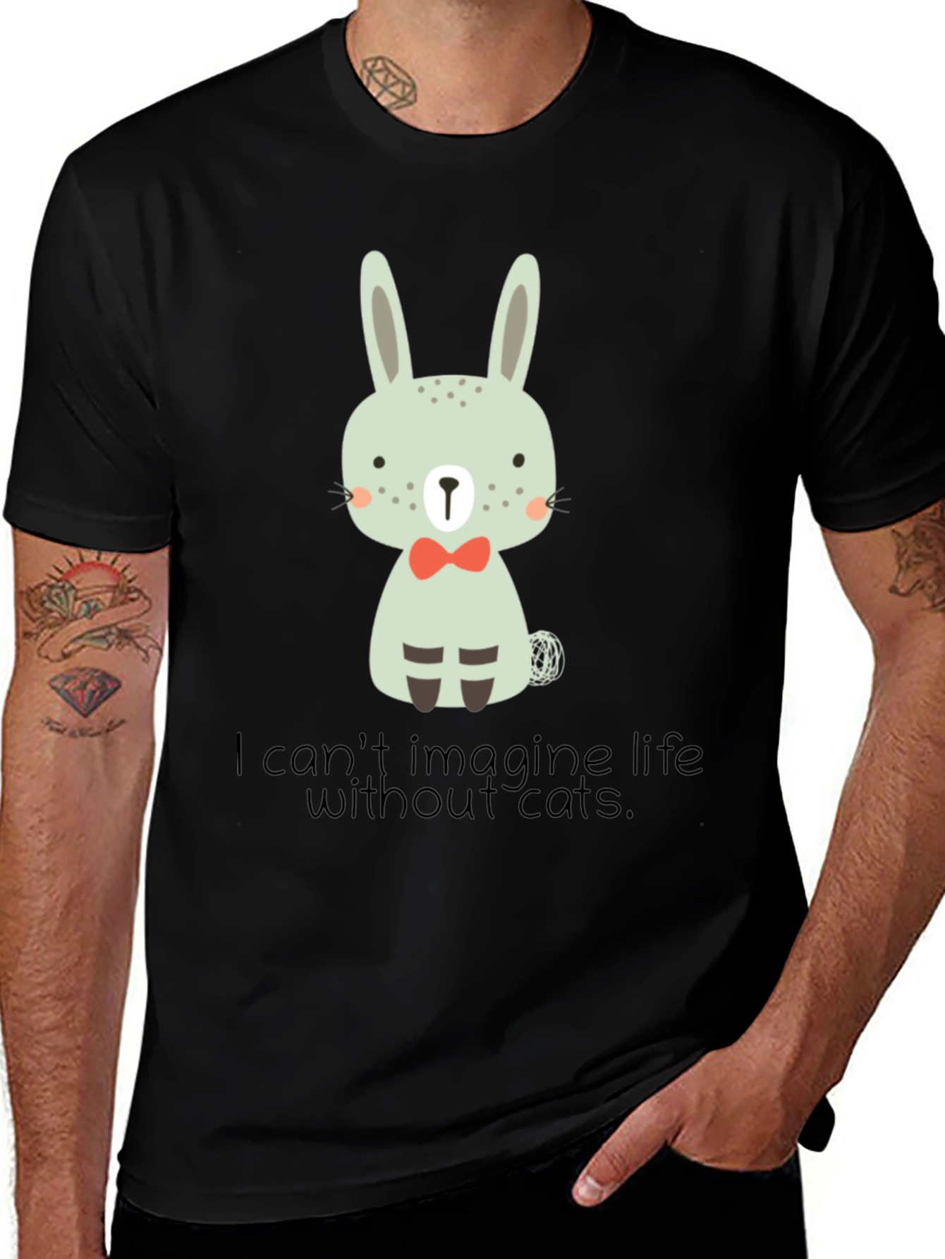 Cute Bunny Graphic Black T-Shirt