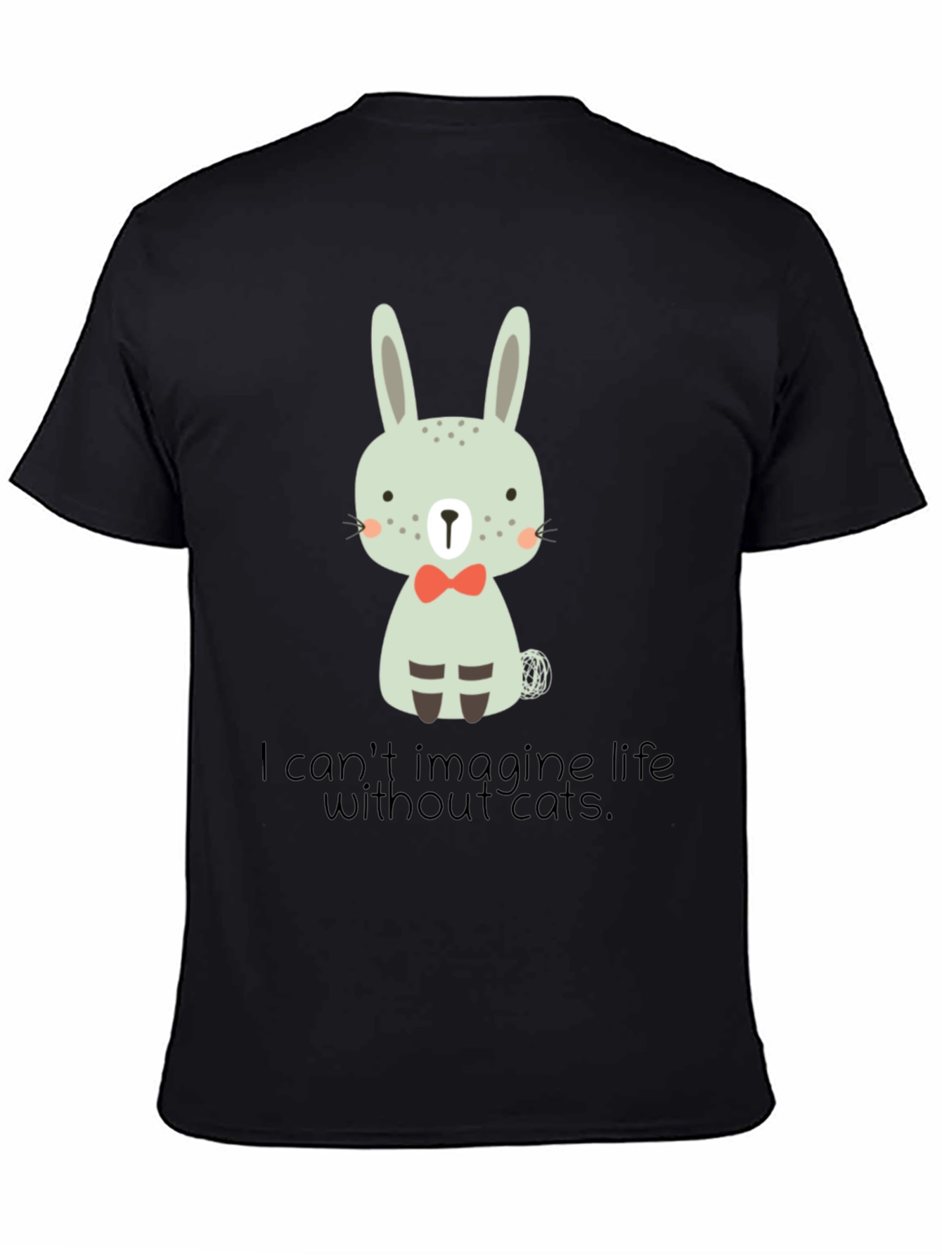 Cute Bunny Graphic Black T-Shirt