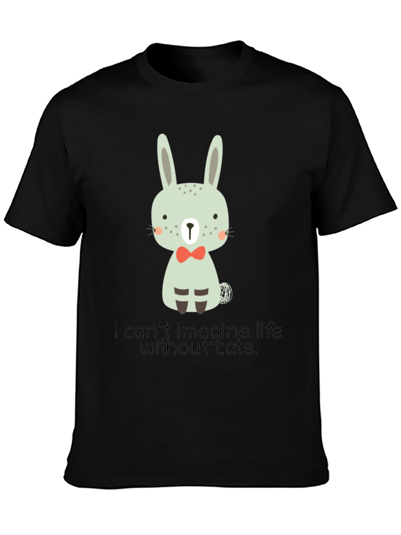 Cute Bunny Graphic Black T-Shirt