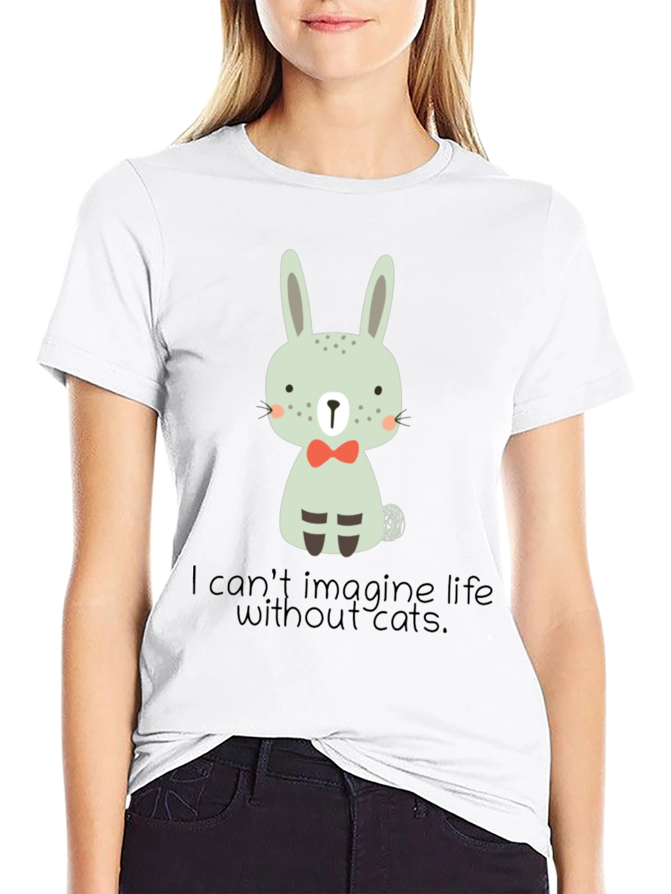 Cute Bunny Graphic Black T-Shirt