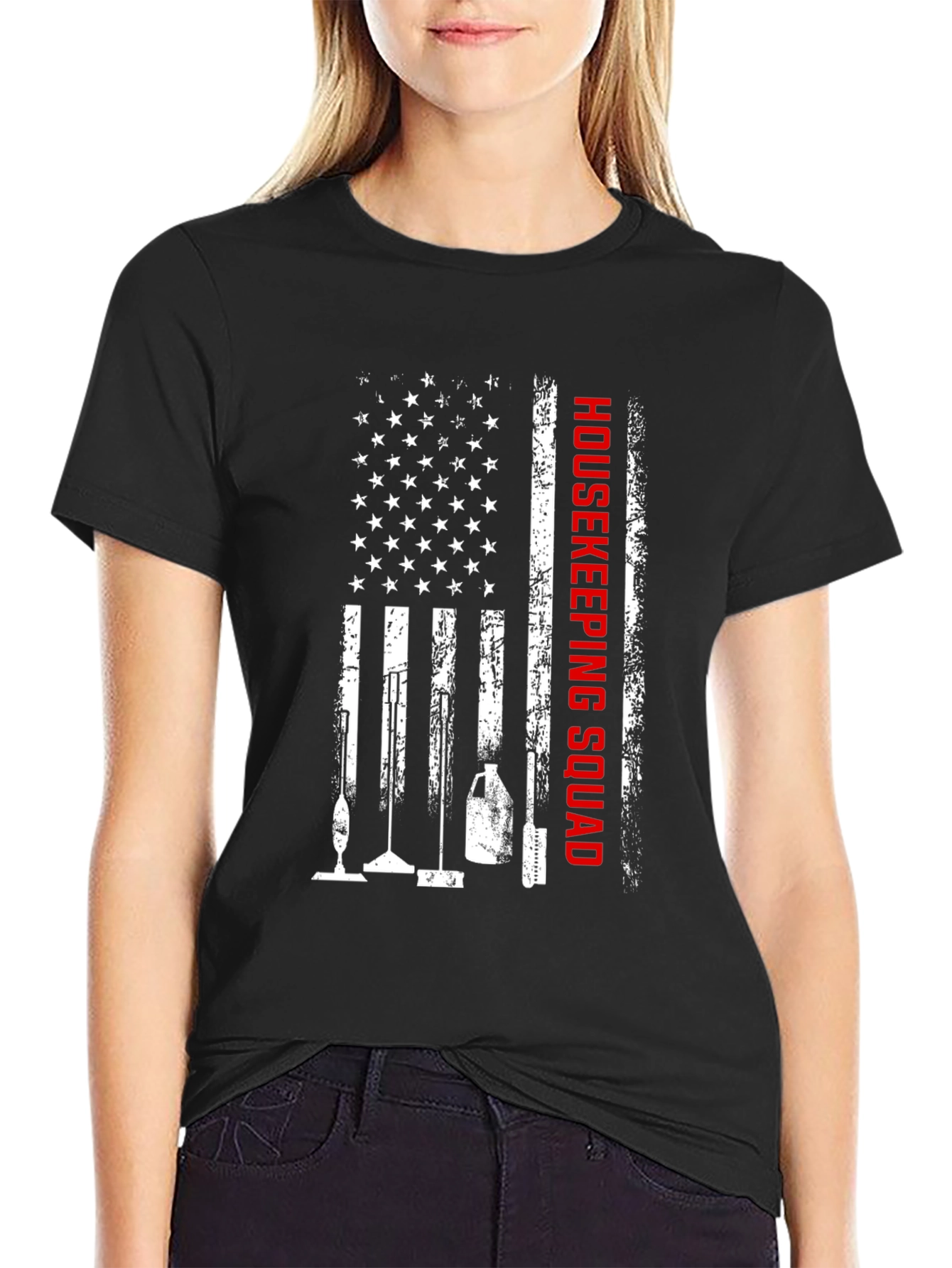 Housekeeping Squad American Flag T-Shirt