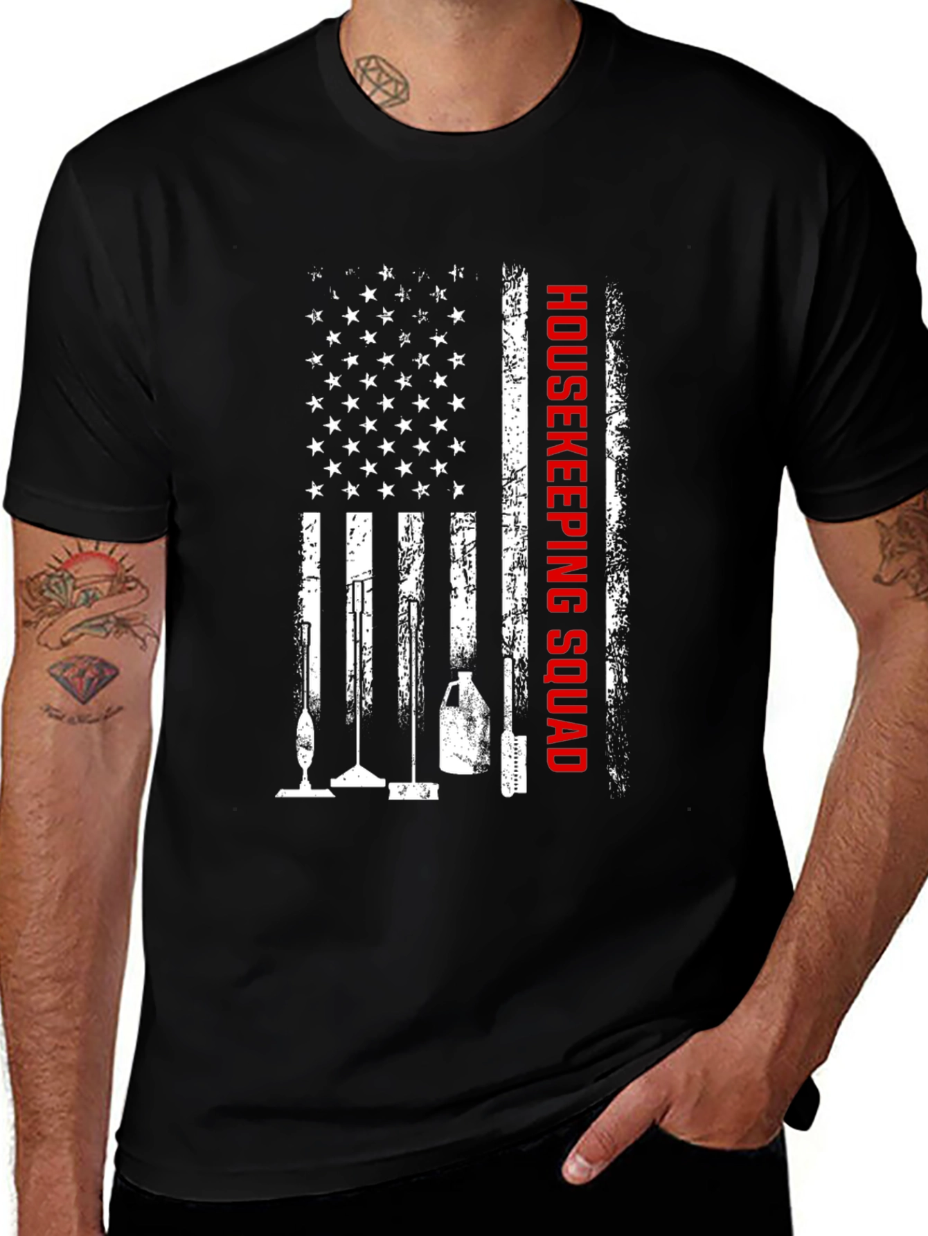 Housekeeping Squad American Flag T-Shirt