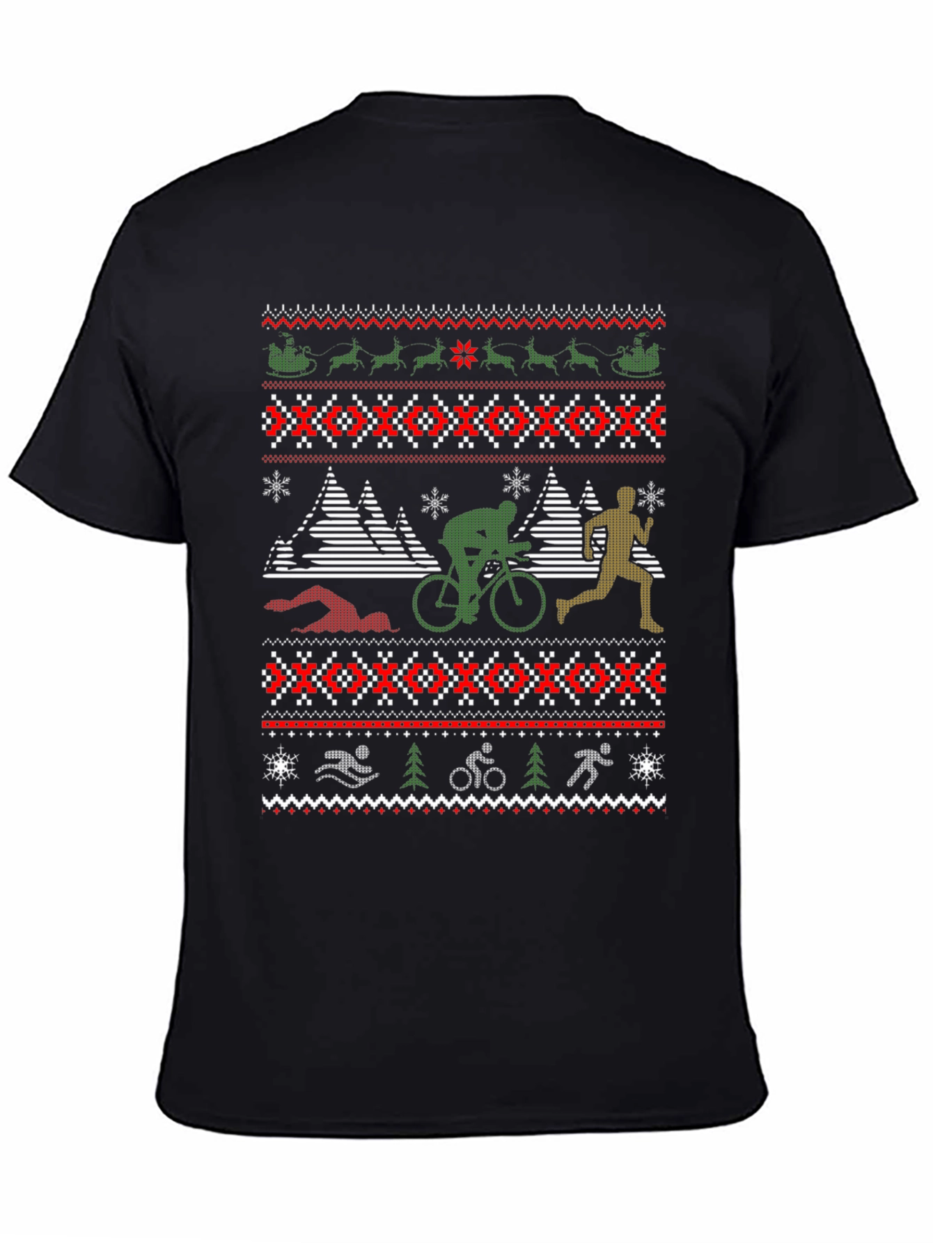 Triathlon Ugly Christmas Sweater Style T-Shirt