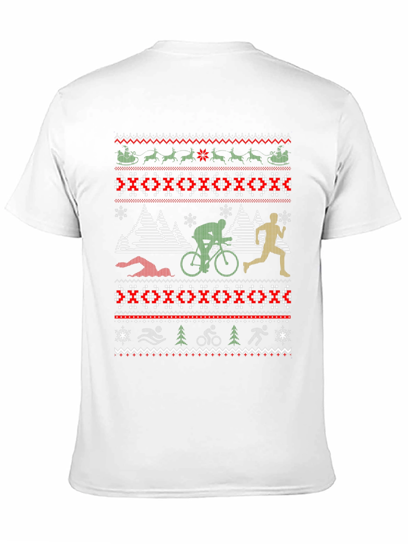 Triathlon Ugly Christmas Sweater Style T-Shirt