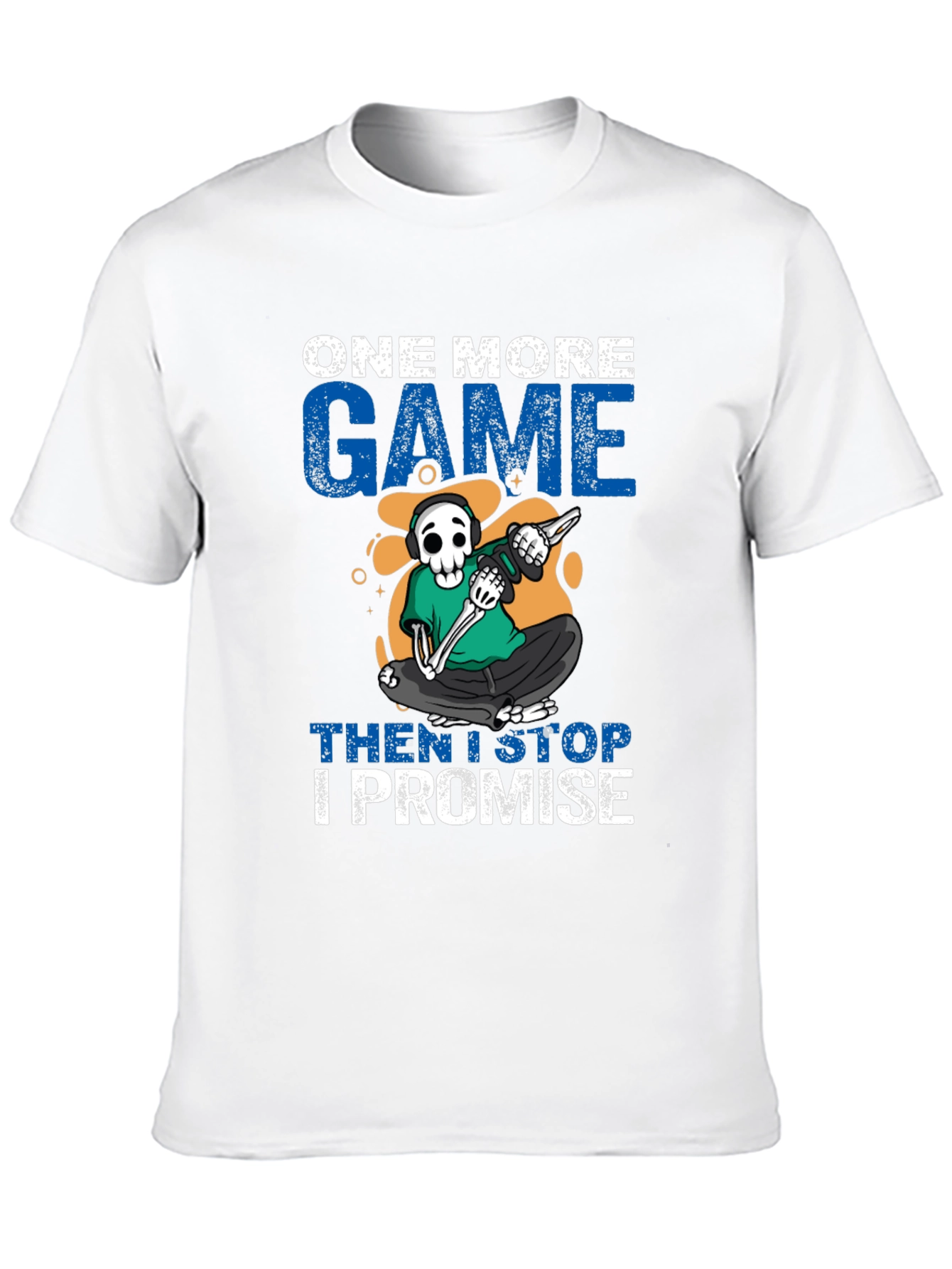 One More Game T-Shirt: Gamer Skeleton Design