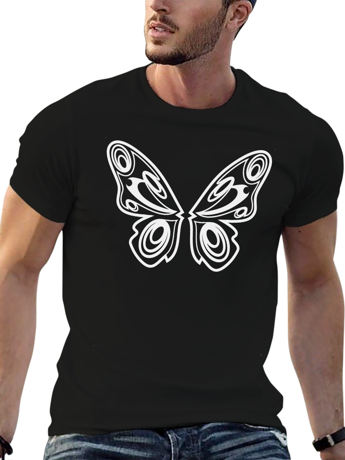 Butterfly Graphic Tee - Black Casual T-Shirt