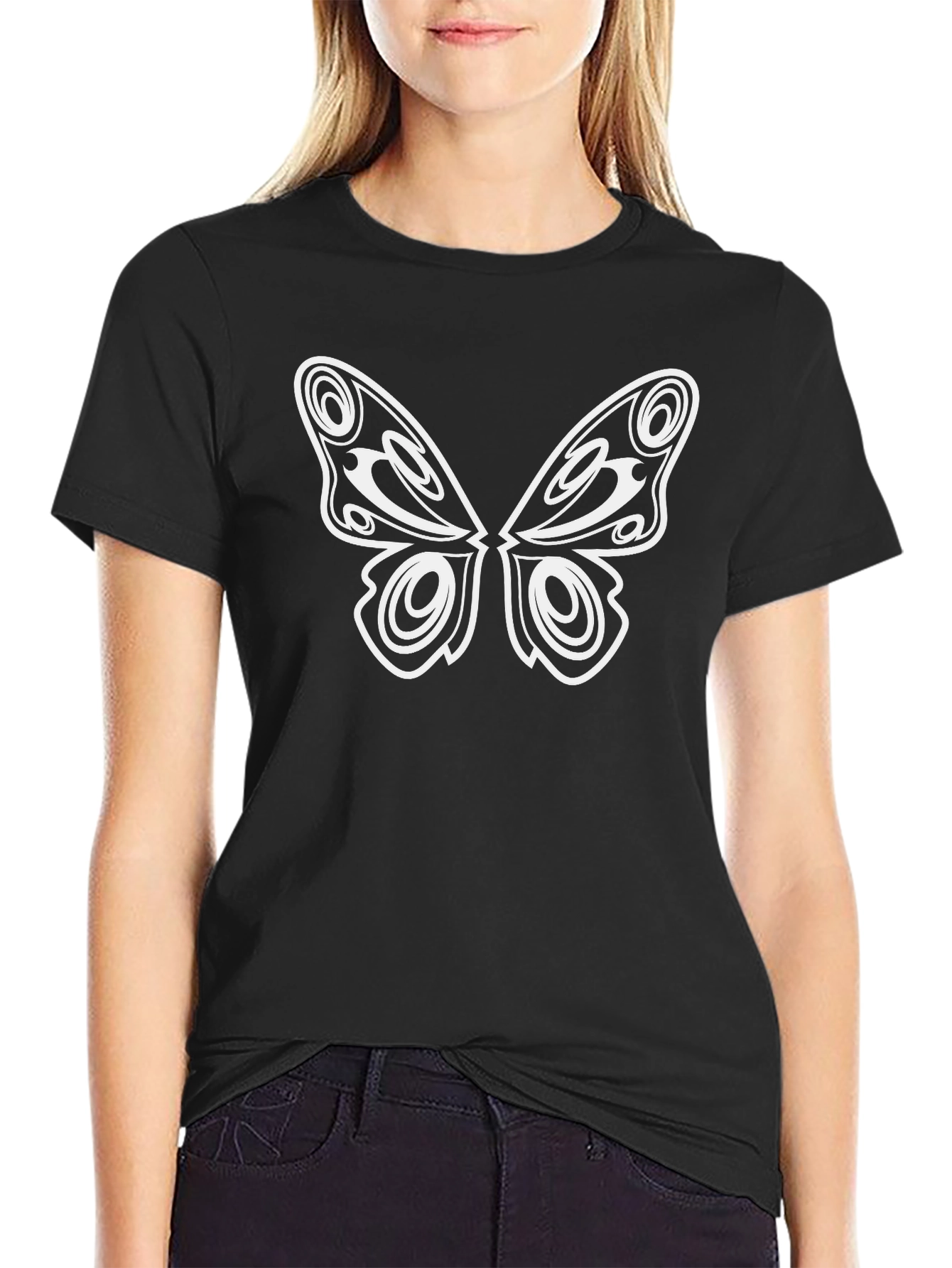 Butterfly Graphic Tee - Black Casual T-Shirt