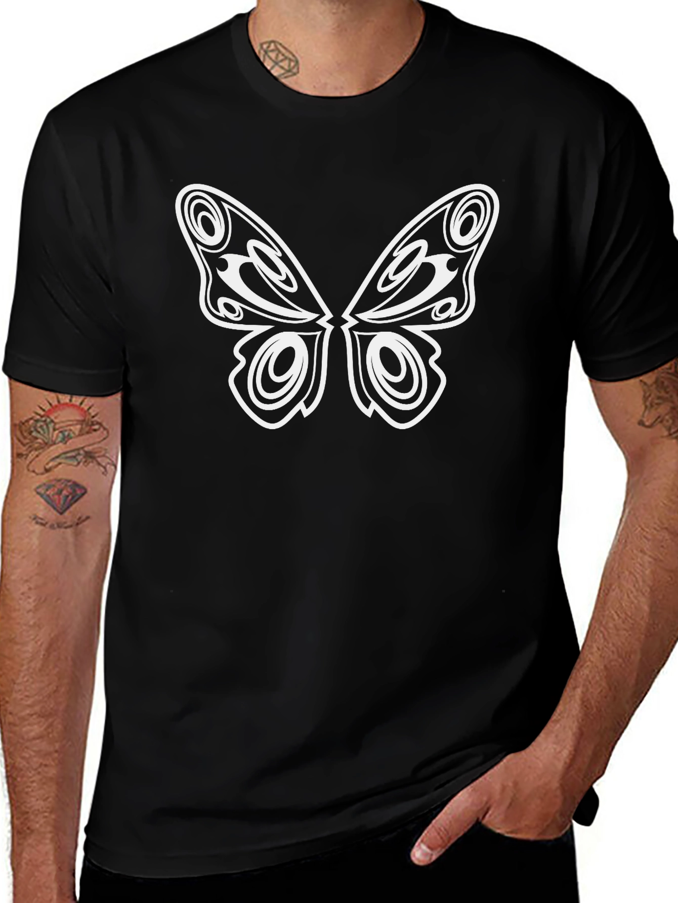 Butterfly Graphic Tee - Black Casual T-Shirt