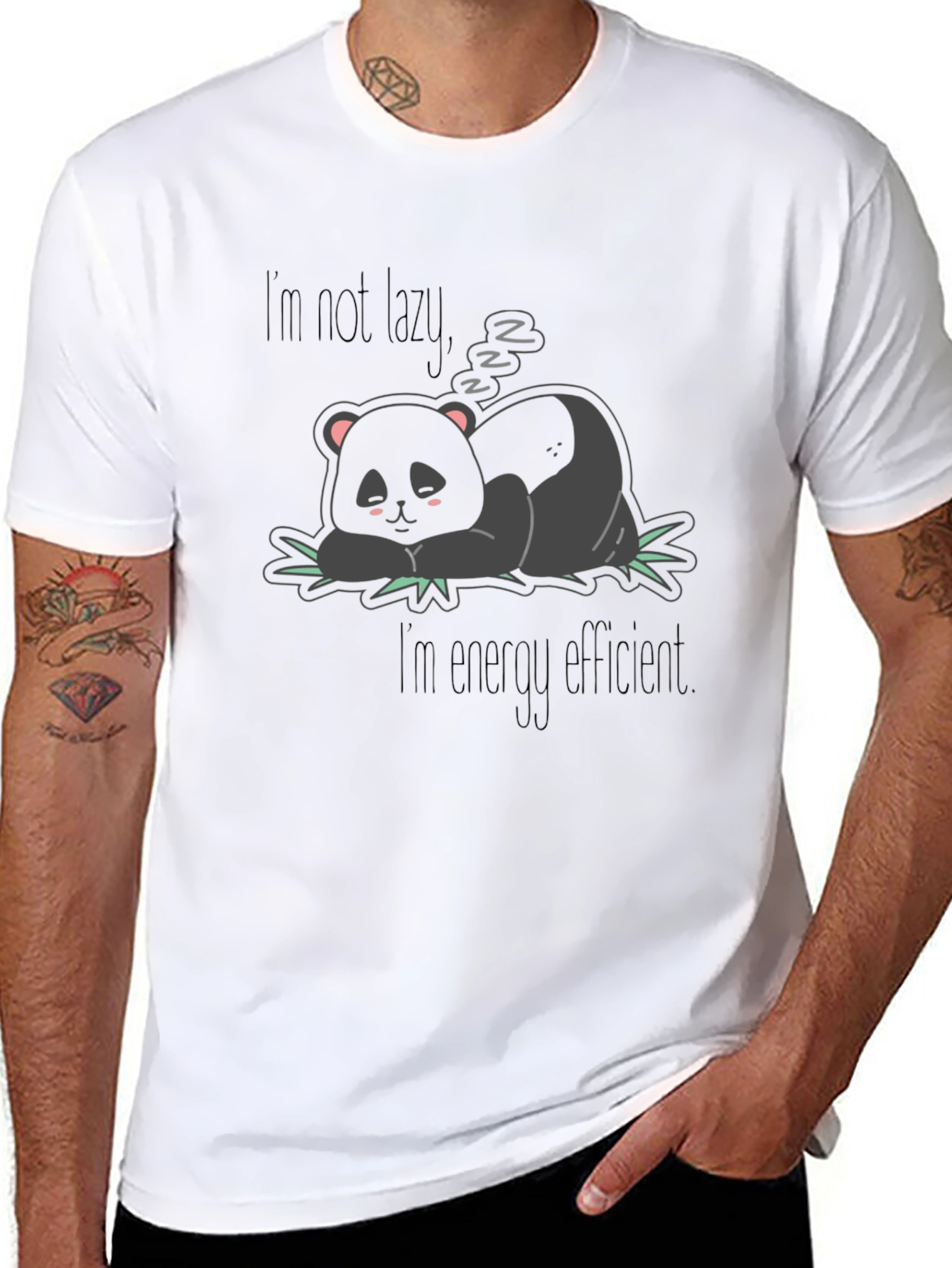Lazy Panda Graphic Tee - Energy Efficient Humor