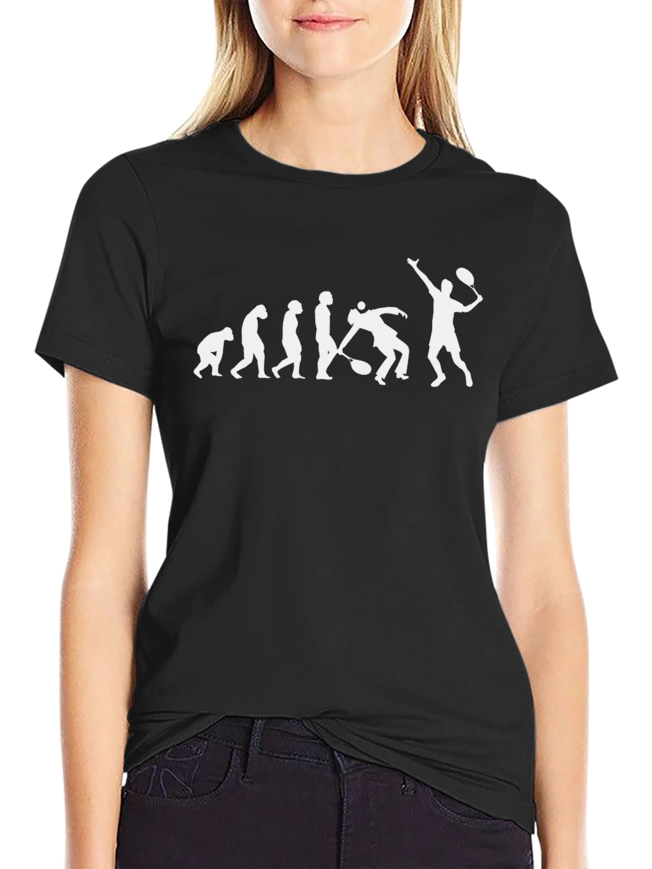 Tennis Evolution Graphic Tee - Black Cotton T-Shirt