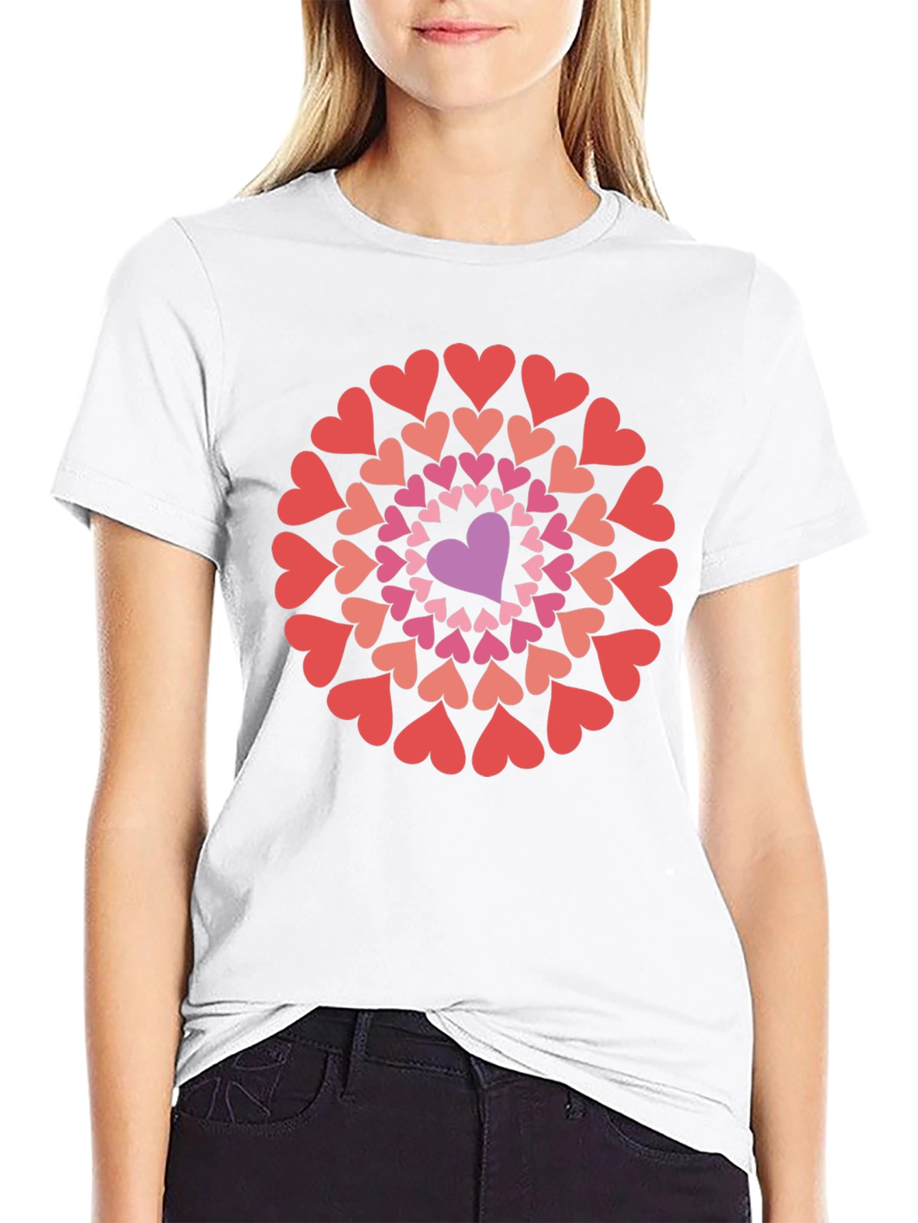 Heart Mandala Graphic Tee - Black