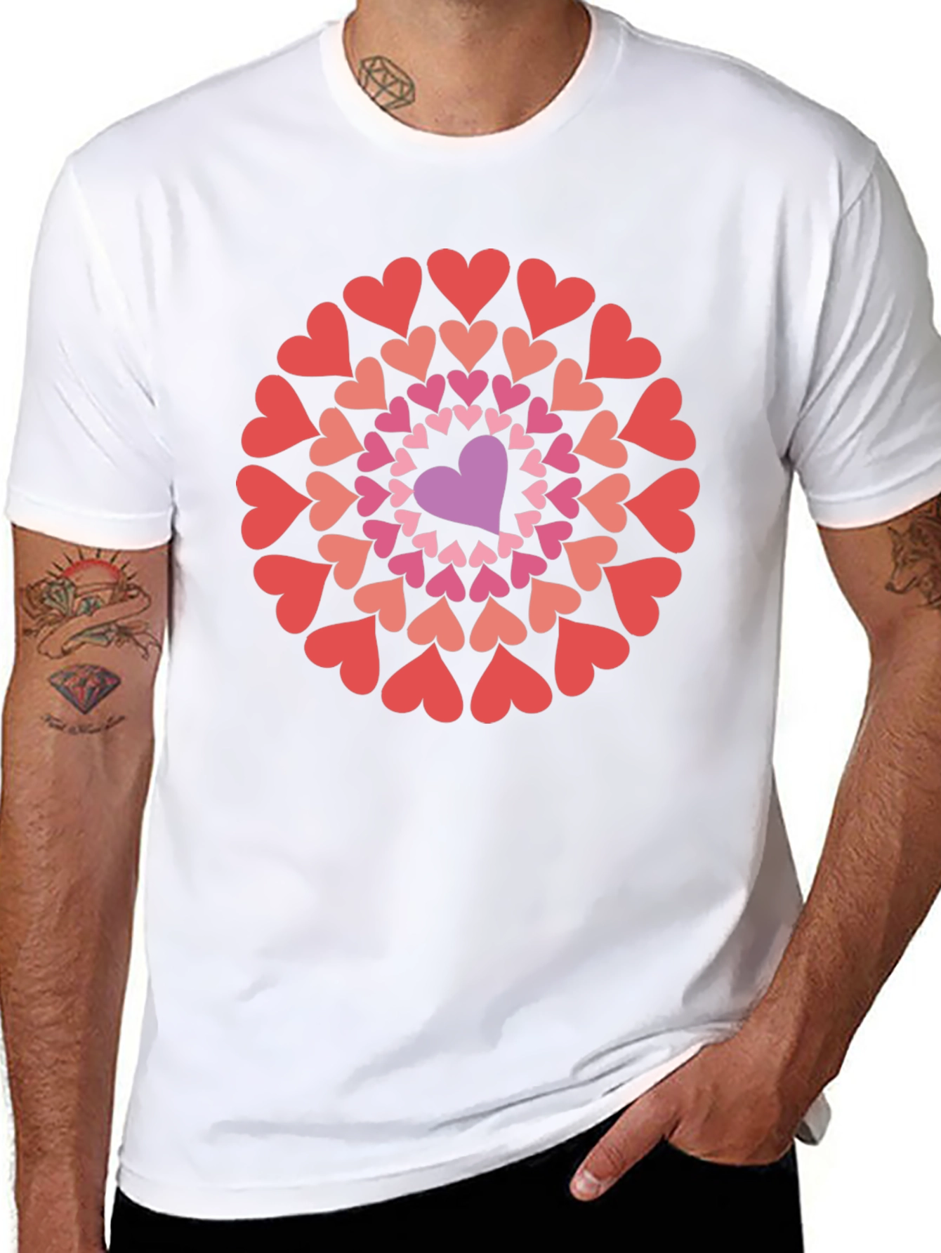 Heart Mandala Graphic Tee - Black