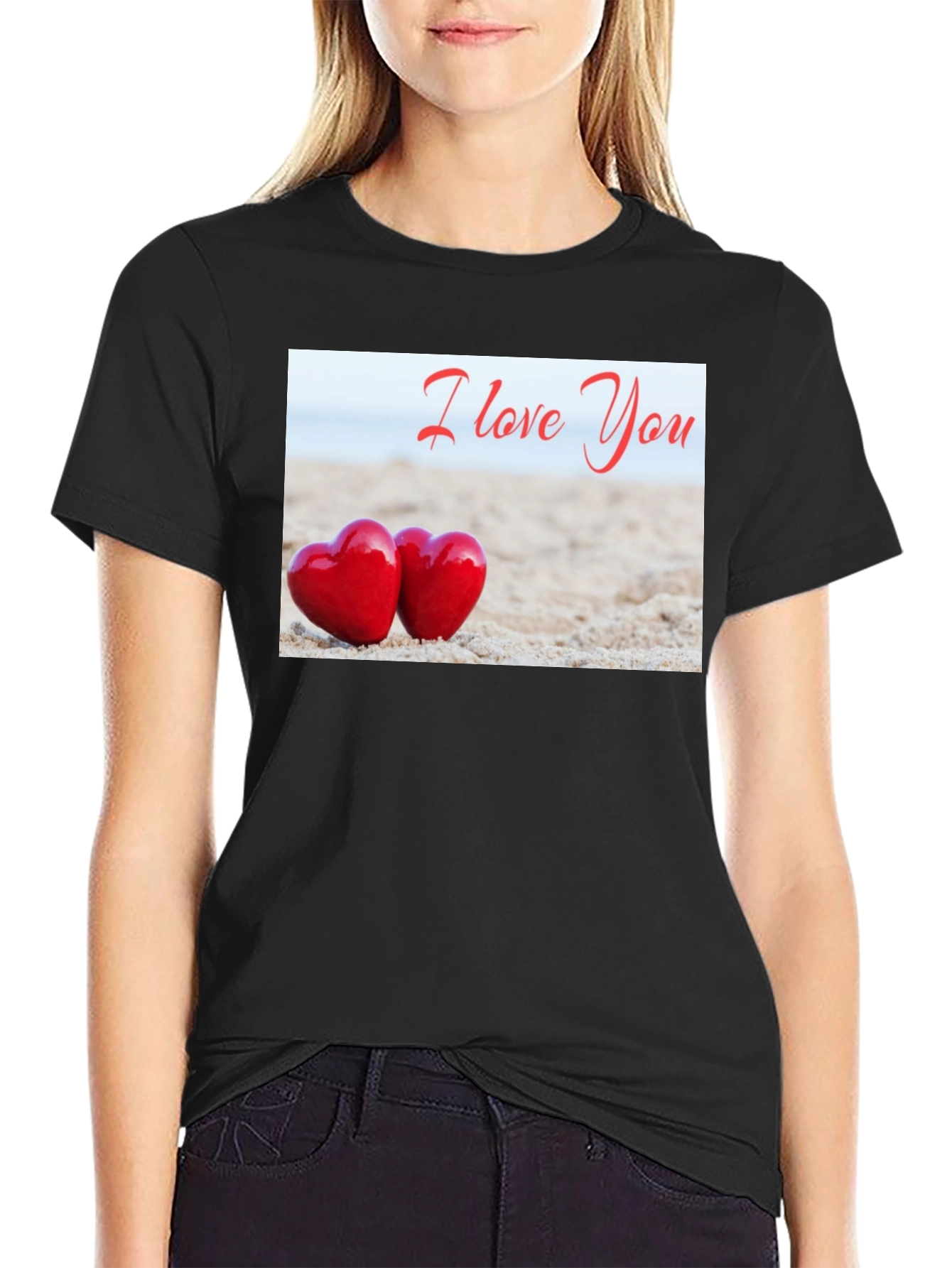 I Love You Heart Beach T-Shirt