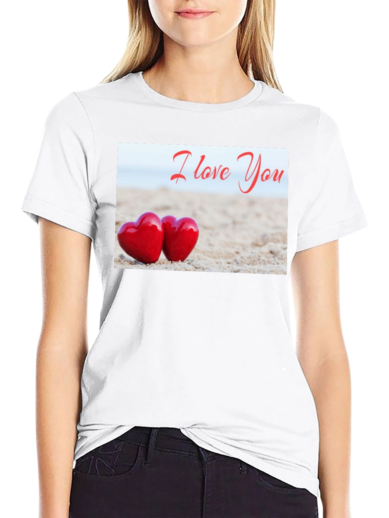 I Love You Heart Beach T-Shirt