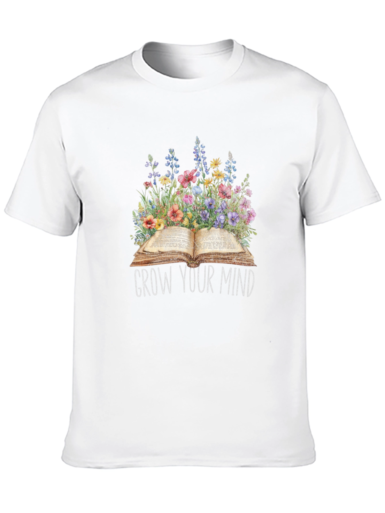 Grow Your Mind Floral Book T-Shirt