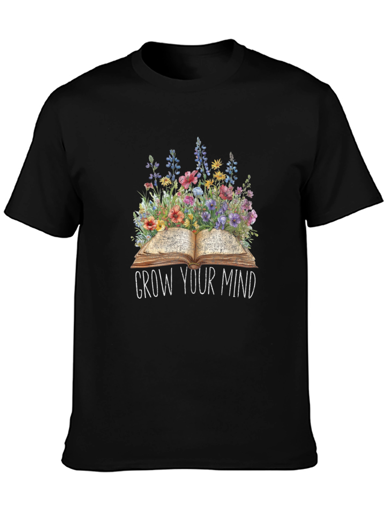 Grow Your Mind Floral Book T-Shirt