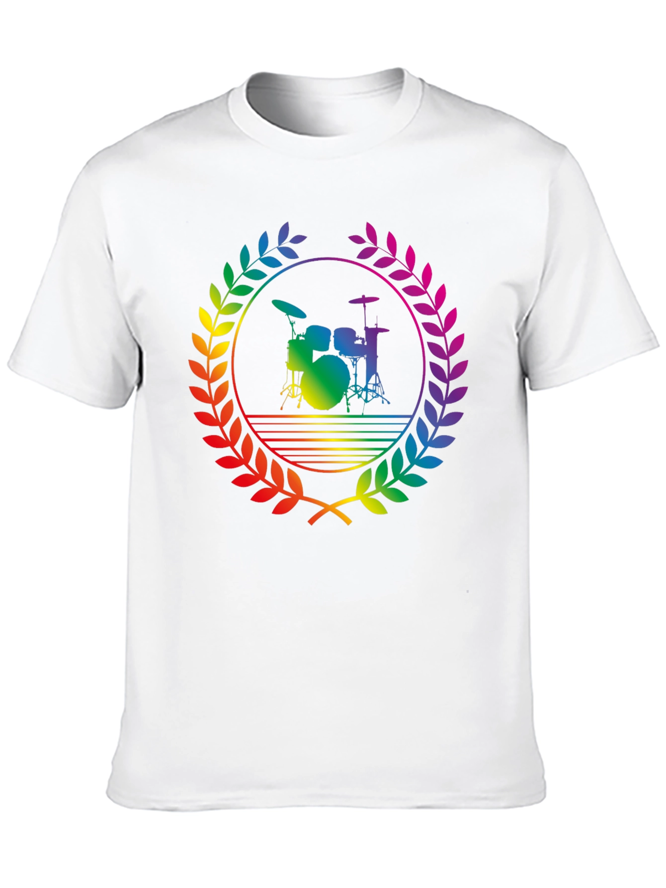 Rainbow Drummer T-Shirt - Black Cotton Music Tee