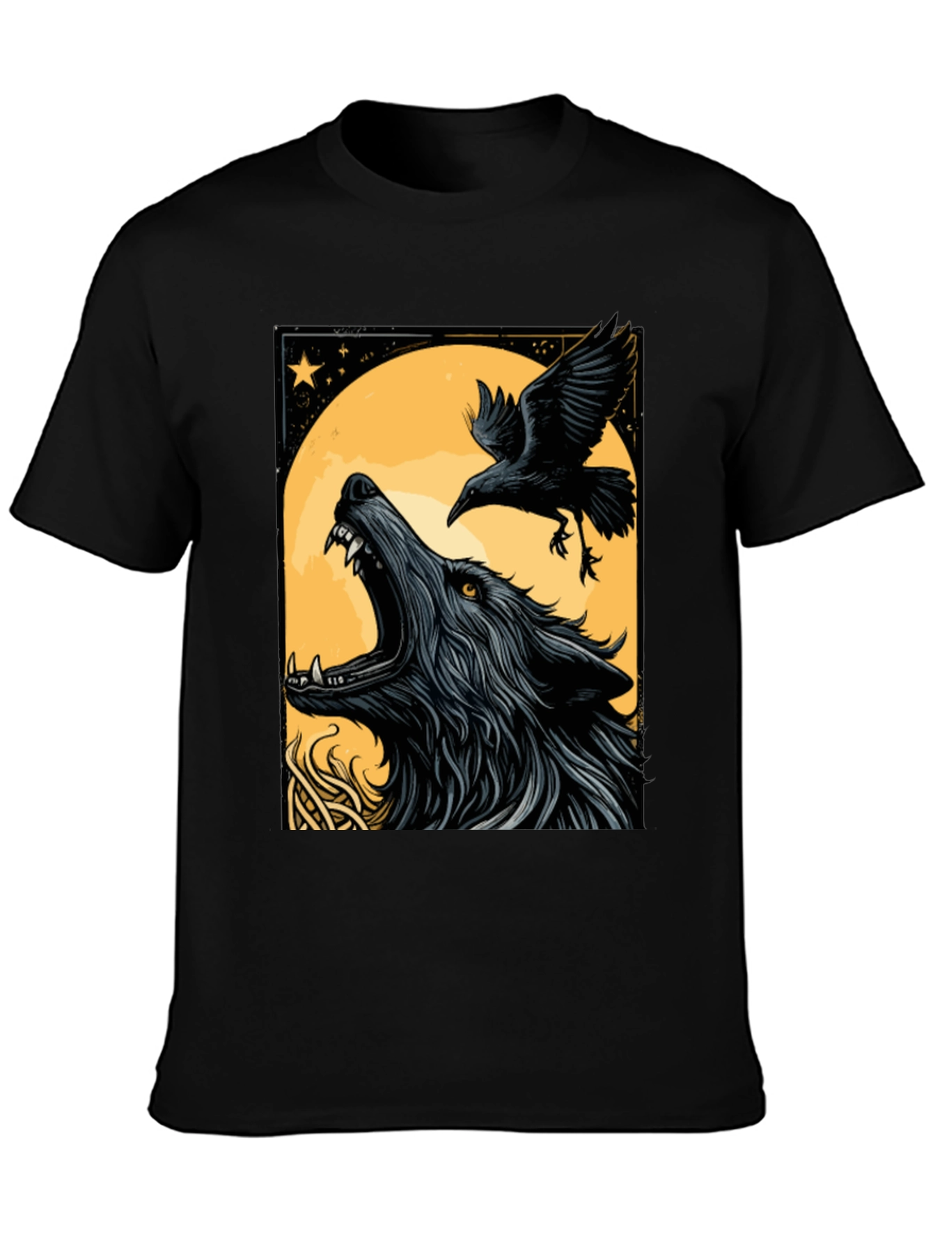 Wolf & Raven Graphic T-Shirt - Mens Black Tee