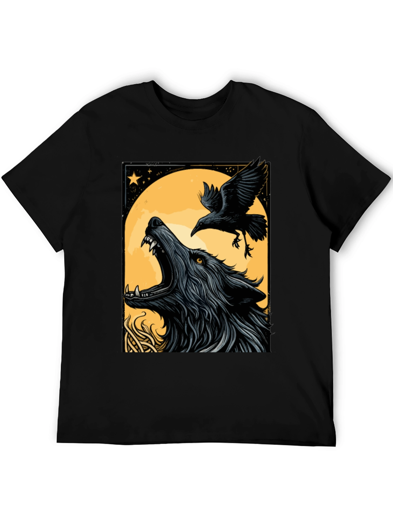 Wolf & Raven Graphic T-Shirt - Mens Black Tee