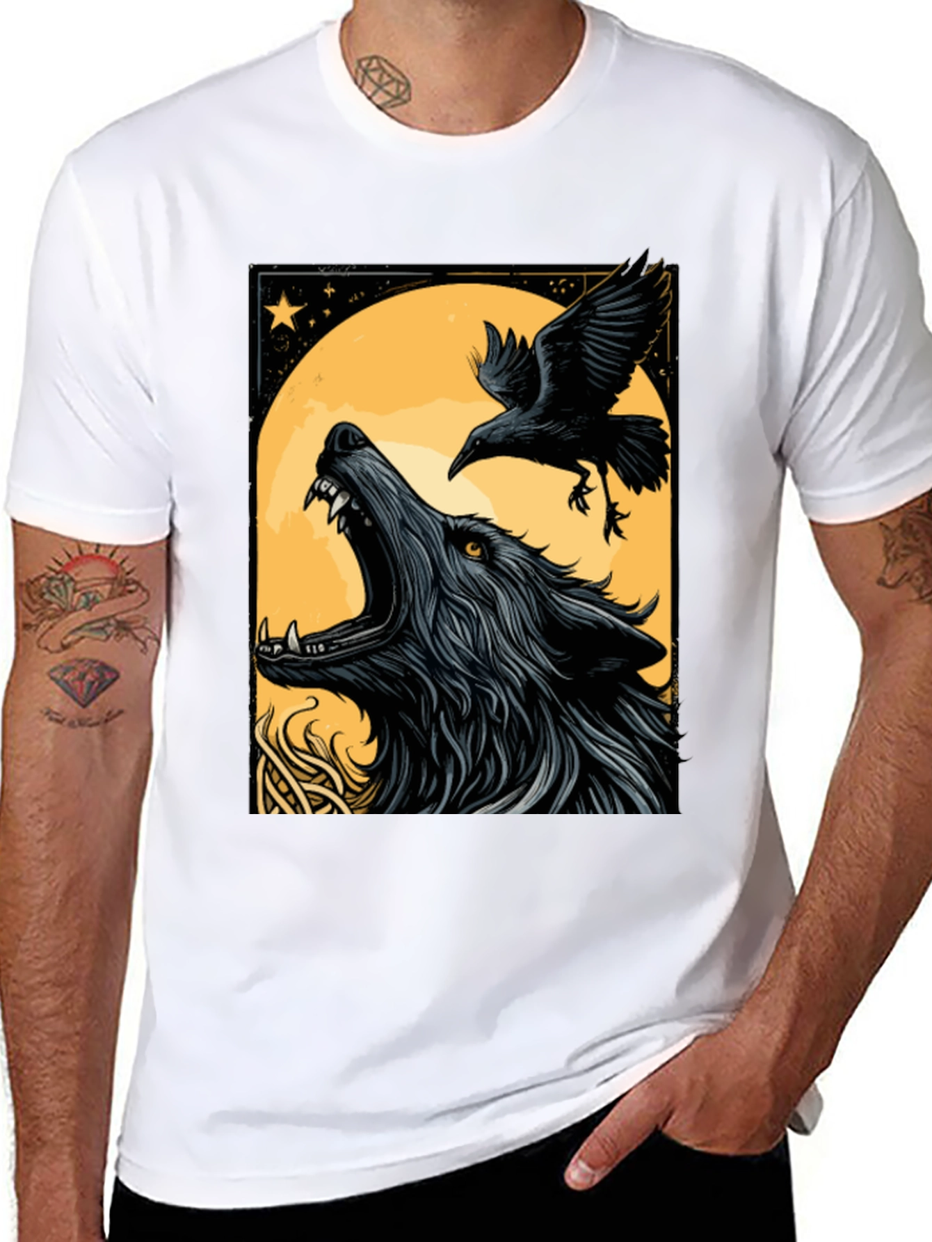 Wolf & Raven Graphic T-Shirt - Mens Black Tee