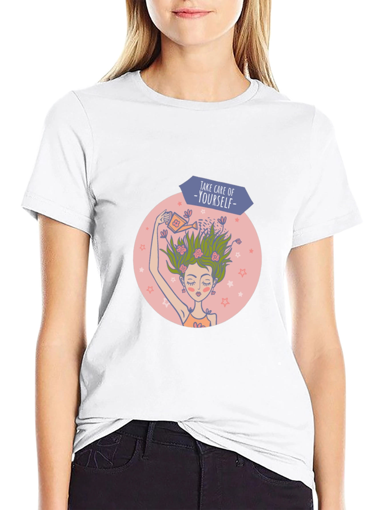 Self-Care Graphic Tee - Black Cotton T-Shirt