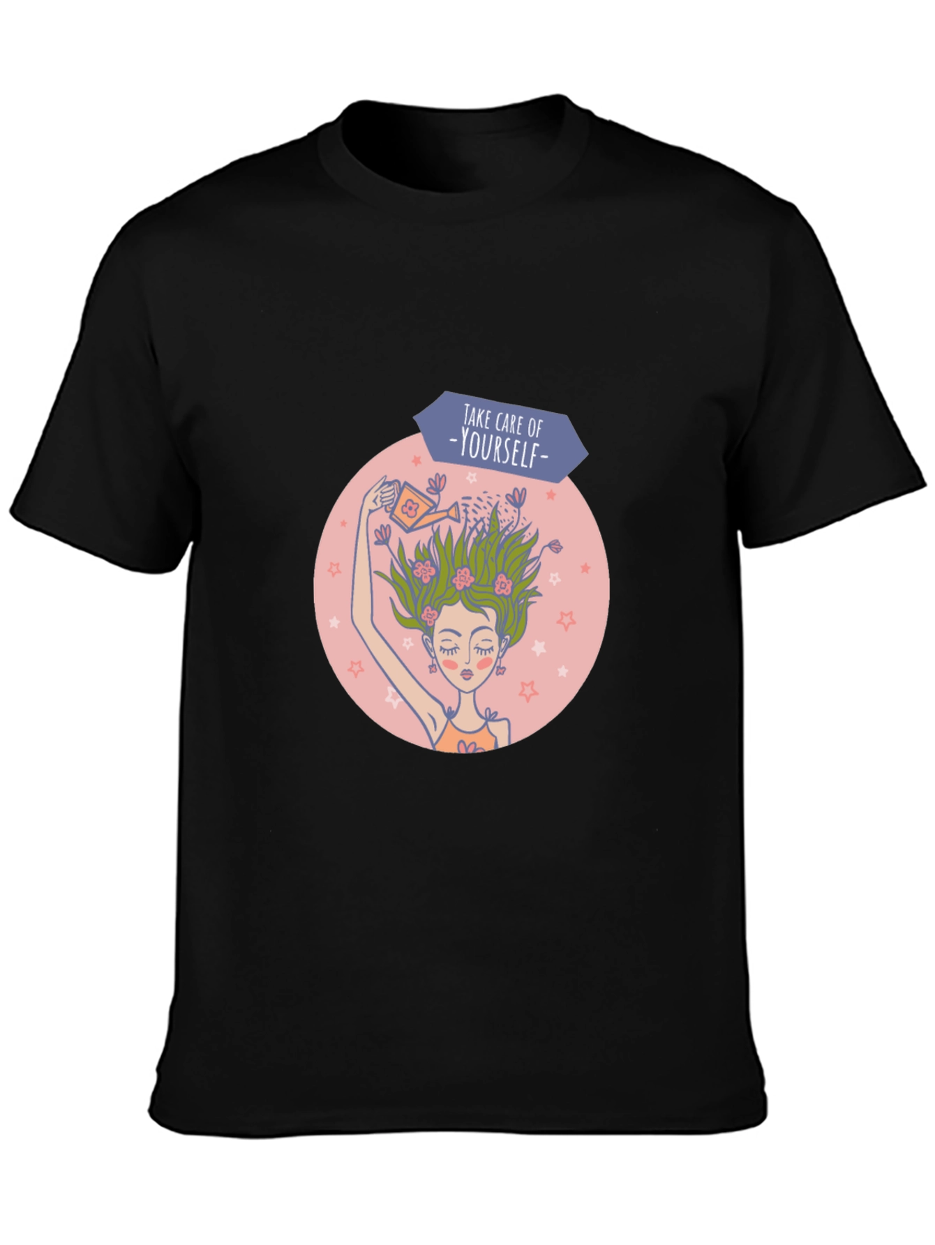 Self-Care Graphic Tee - Black Cotton T-Shirt