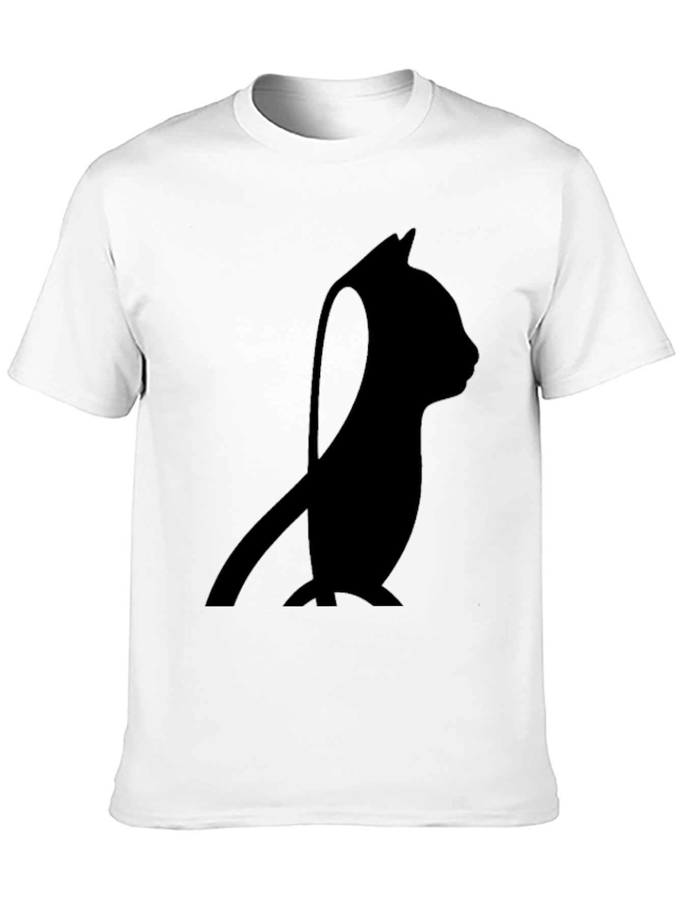 Minimalist Cat Silhouette T-Shirt - Black