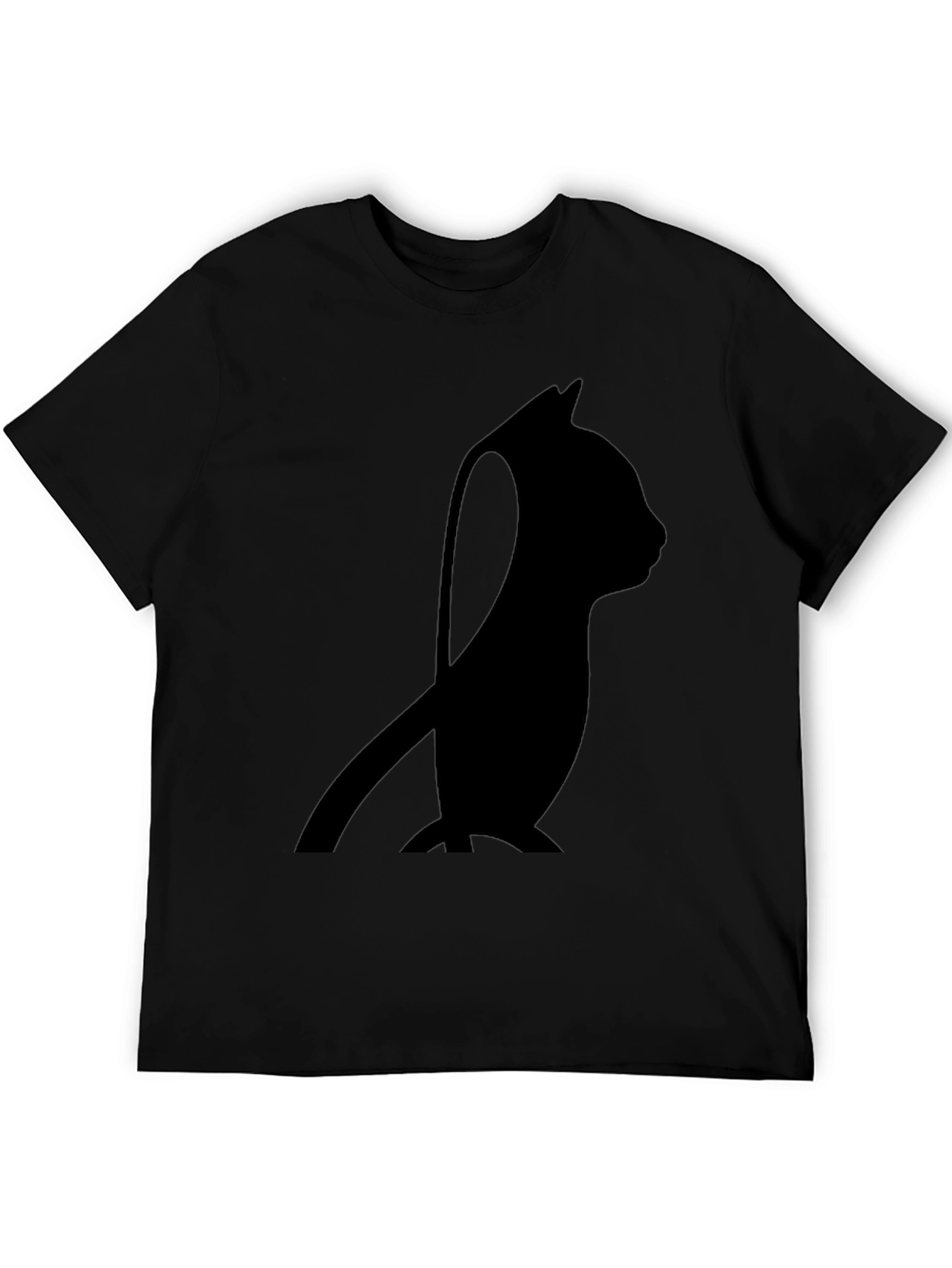 Minimalist Cat Silhouette T-Shirt - Black